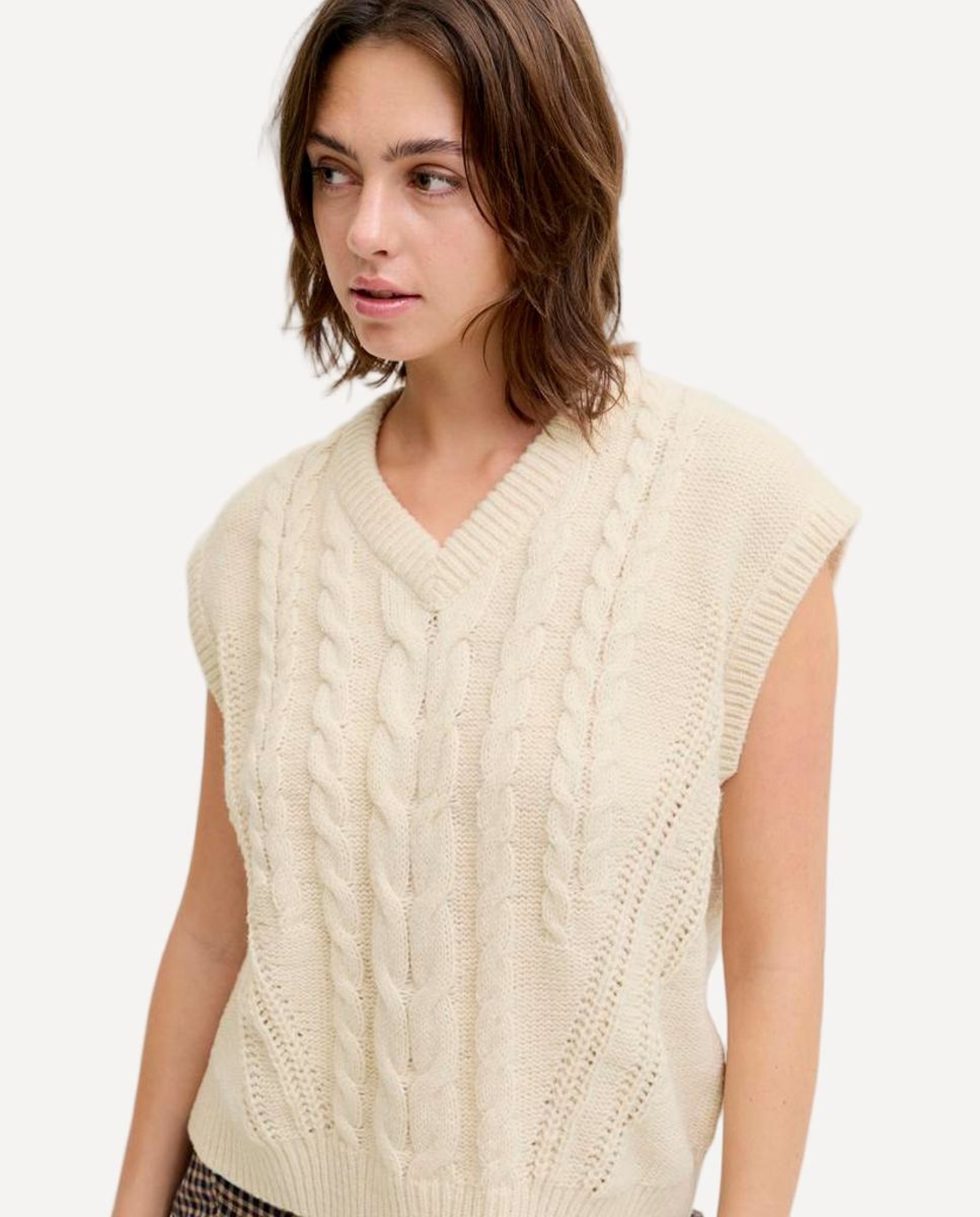 Colete de malha Creme-4