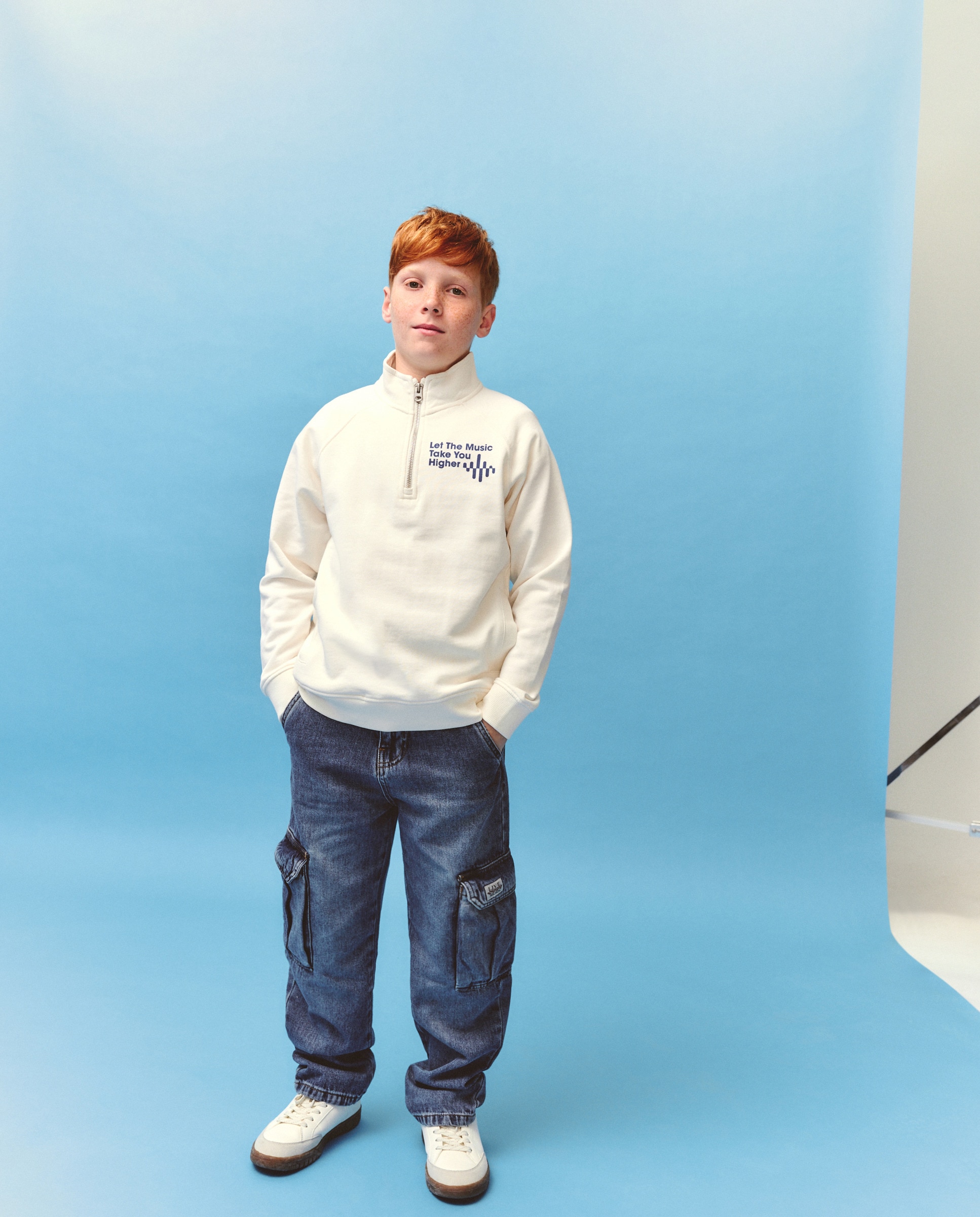 Sweatshirt com Gola de Camionista Branco-2