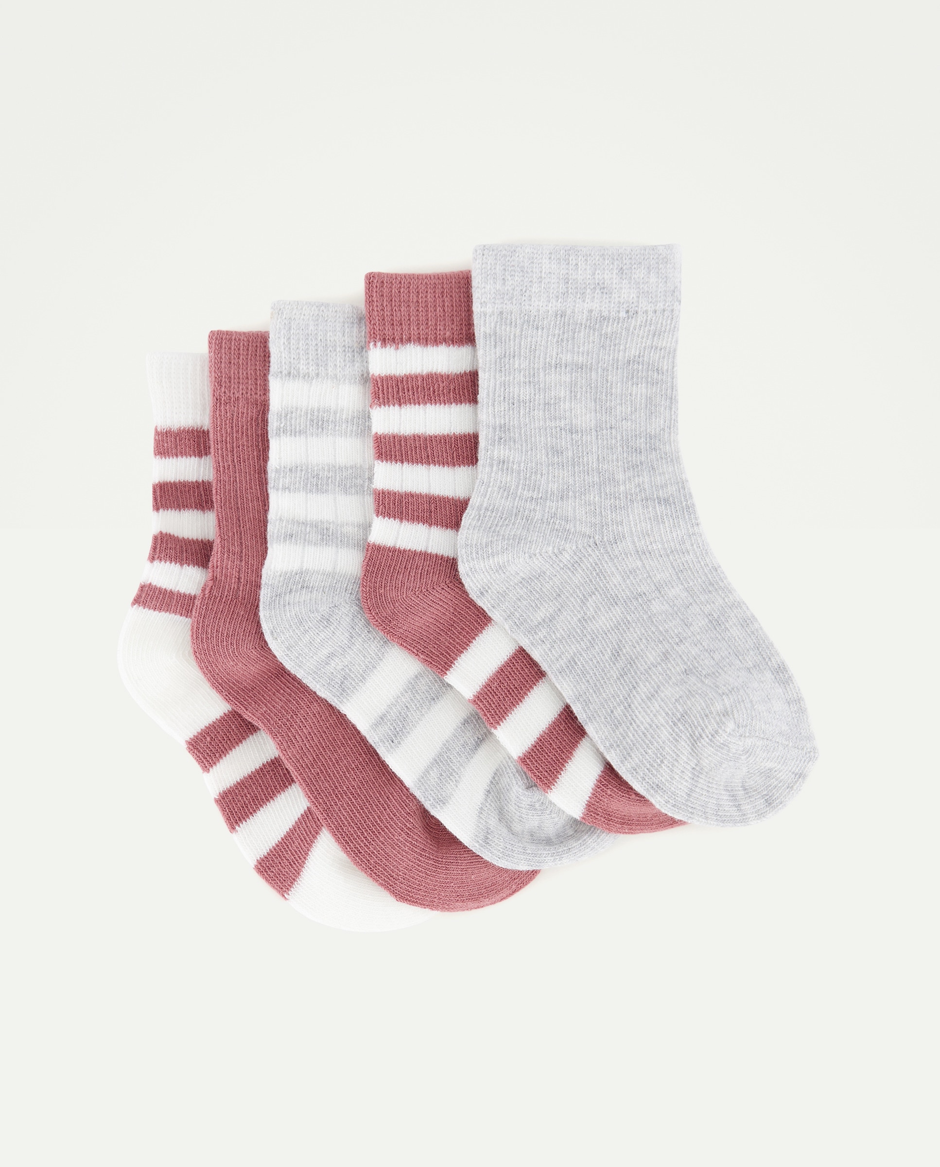 Pack 5 calcetines altos de bebé 200 Rosa-1