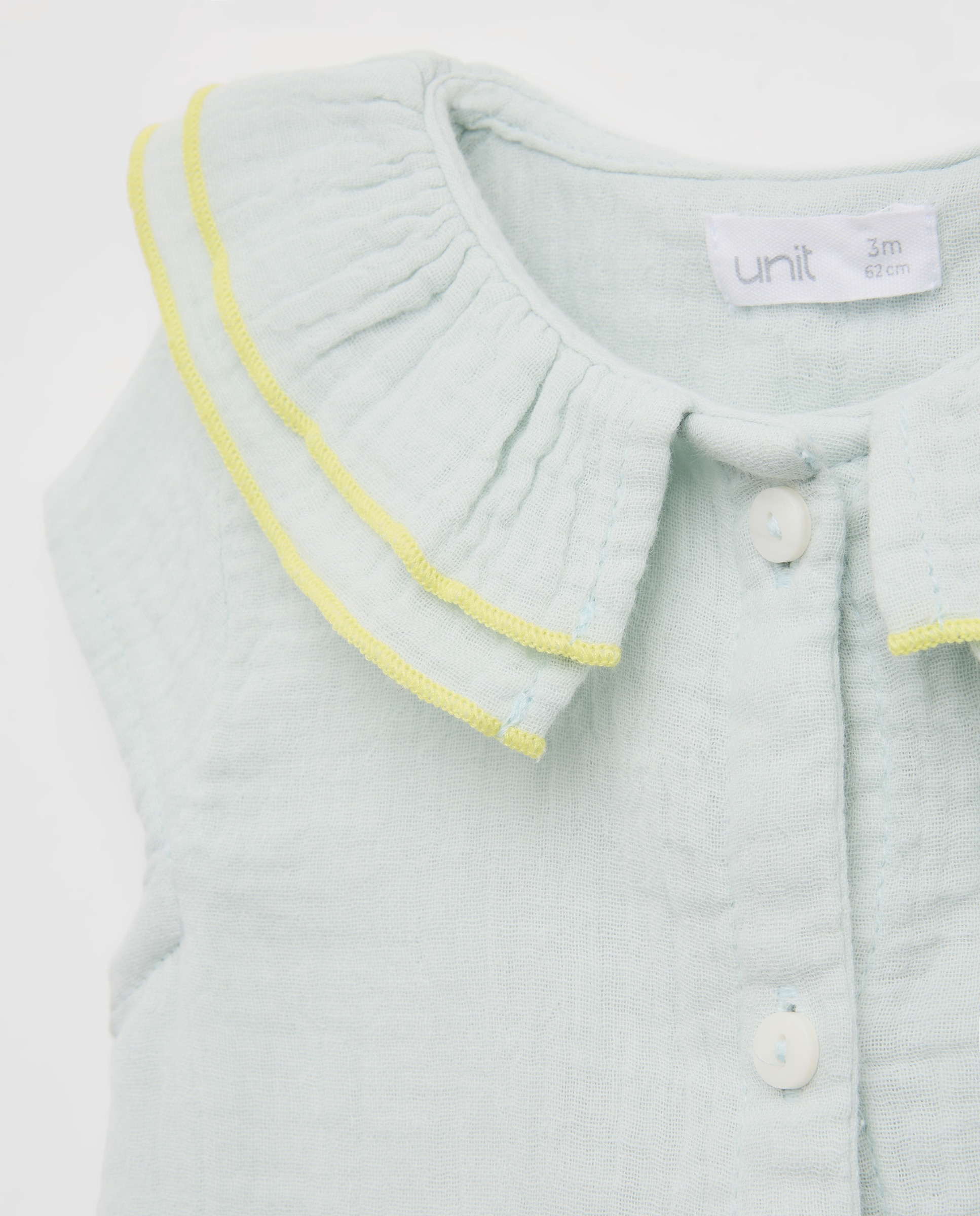 Pijama de bebé de gasa corto cuello doble 582 Verde agua-3