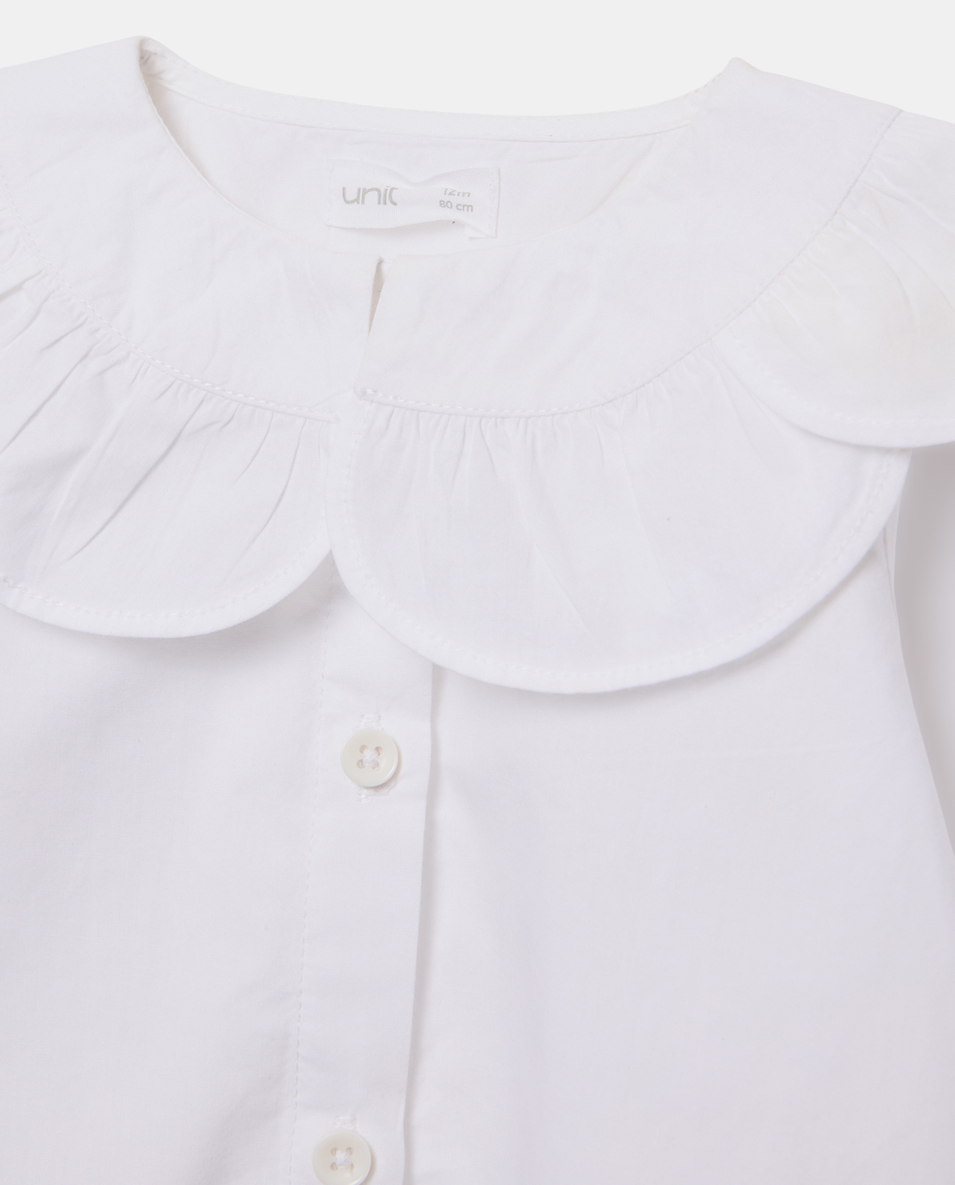 Blusa bebé niña manga larga con cuello flor Blanco-3