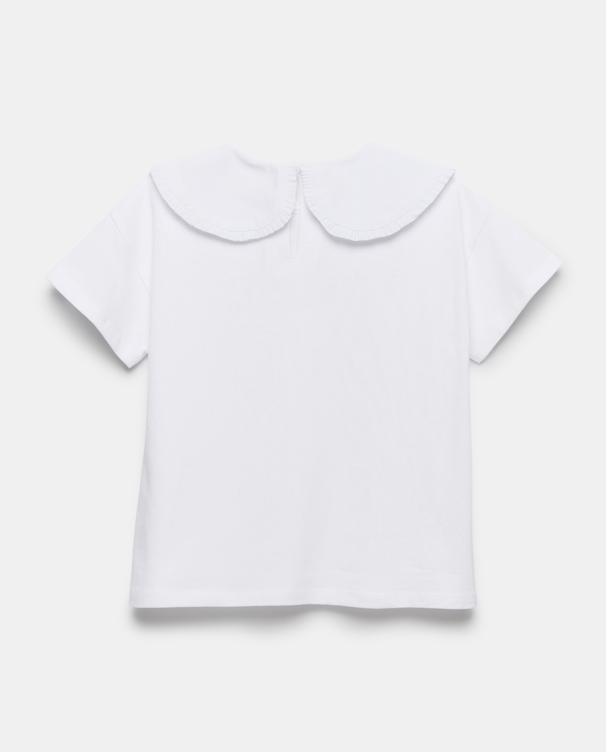 Camiseta niña abierta con cuello y lavado Blanco-2