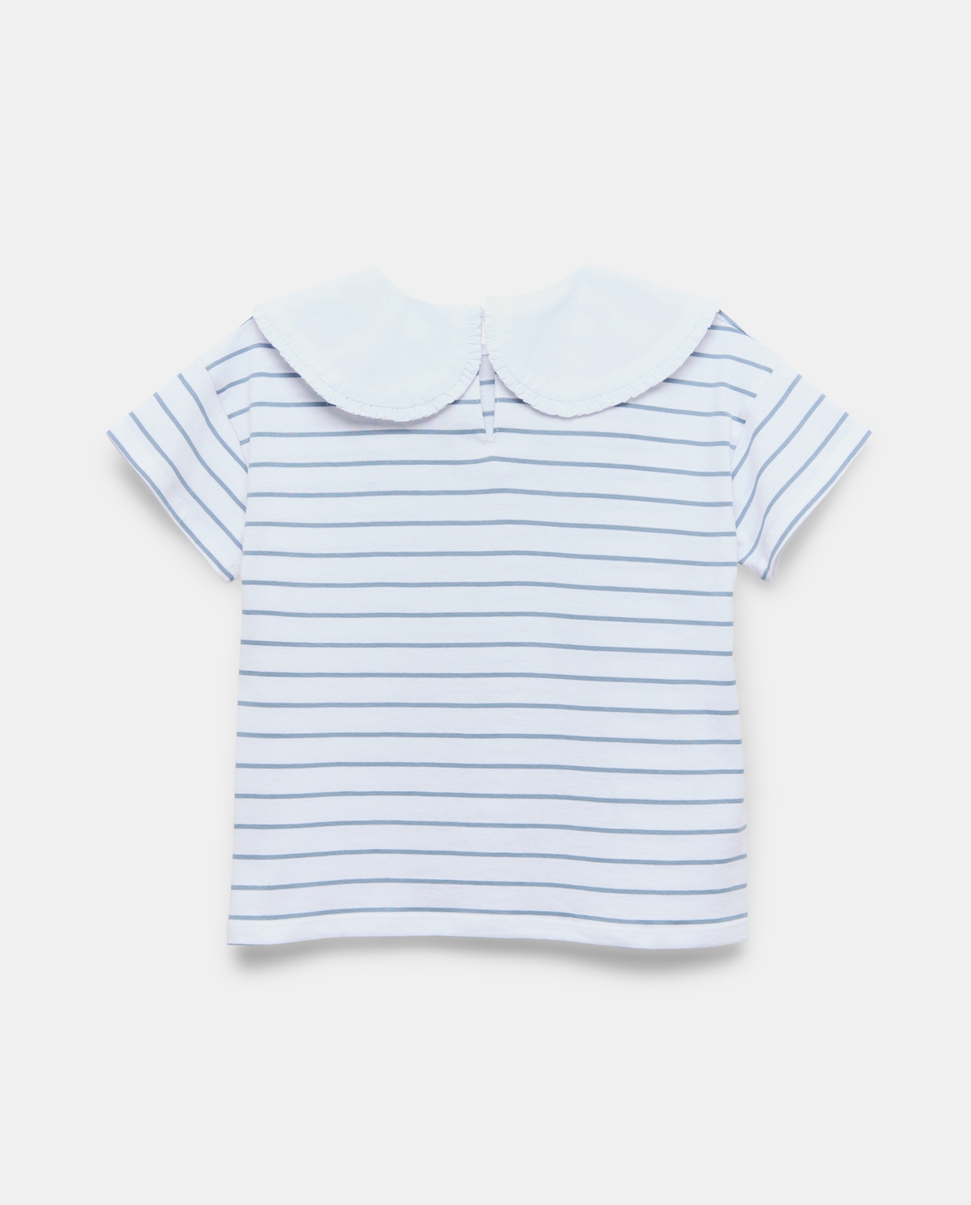 Camiseta niña abierta con cuello y lavado Azul pálido-2