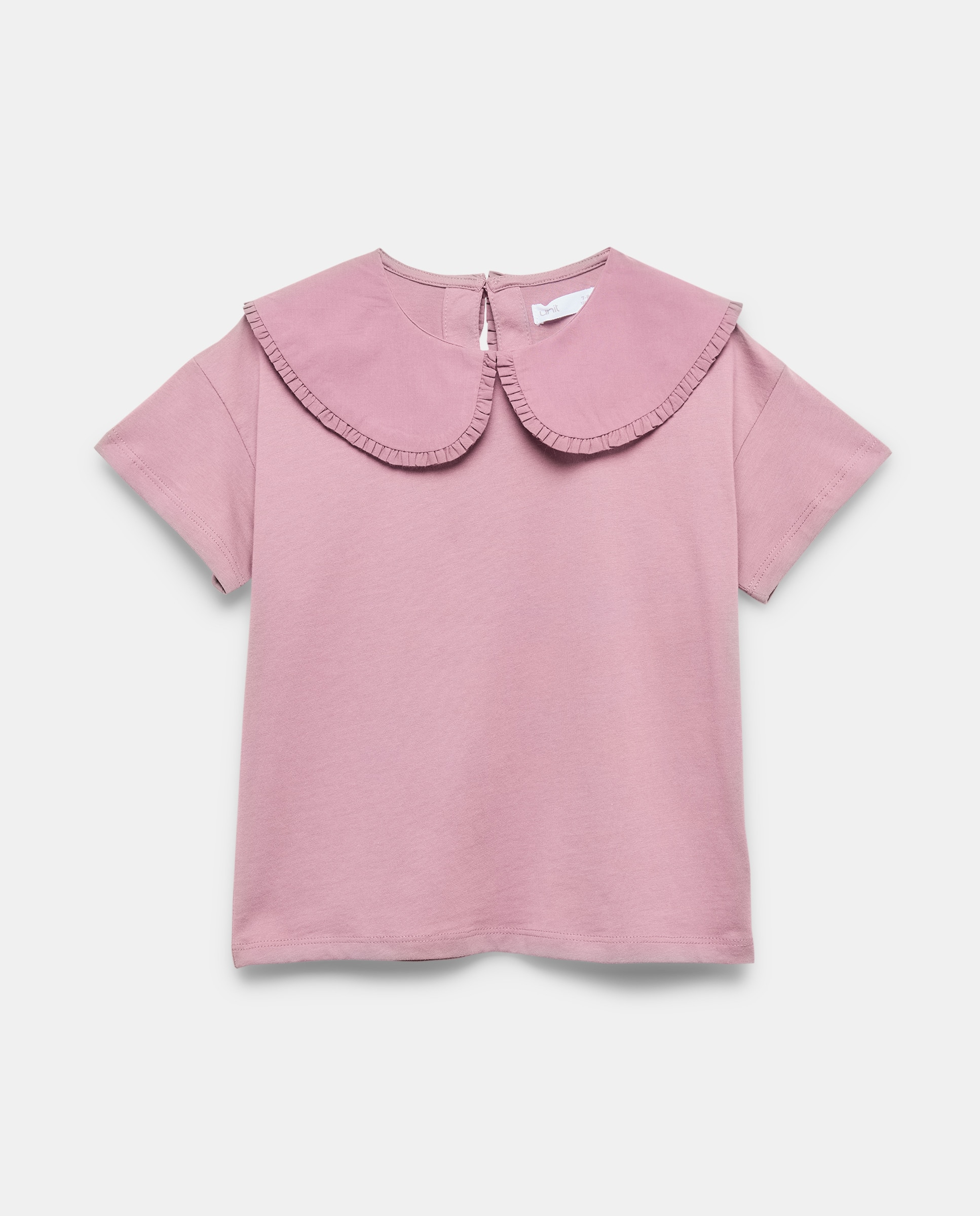 Camiseta niña abierta con cuello y lavado Morado-1