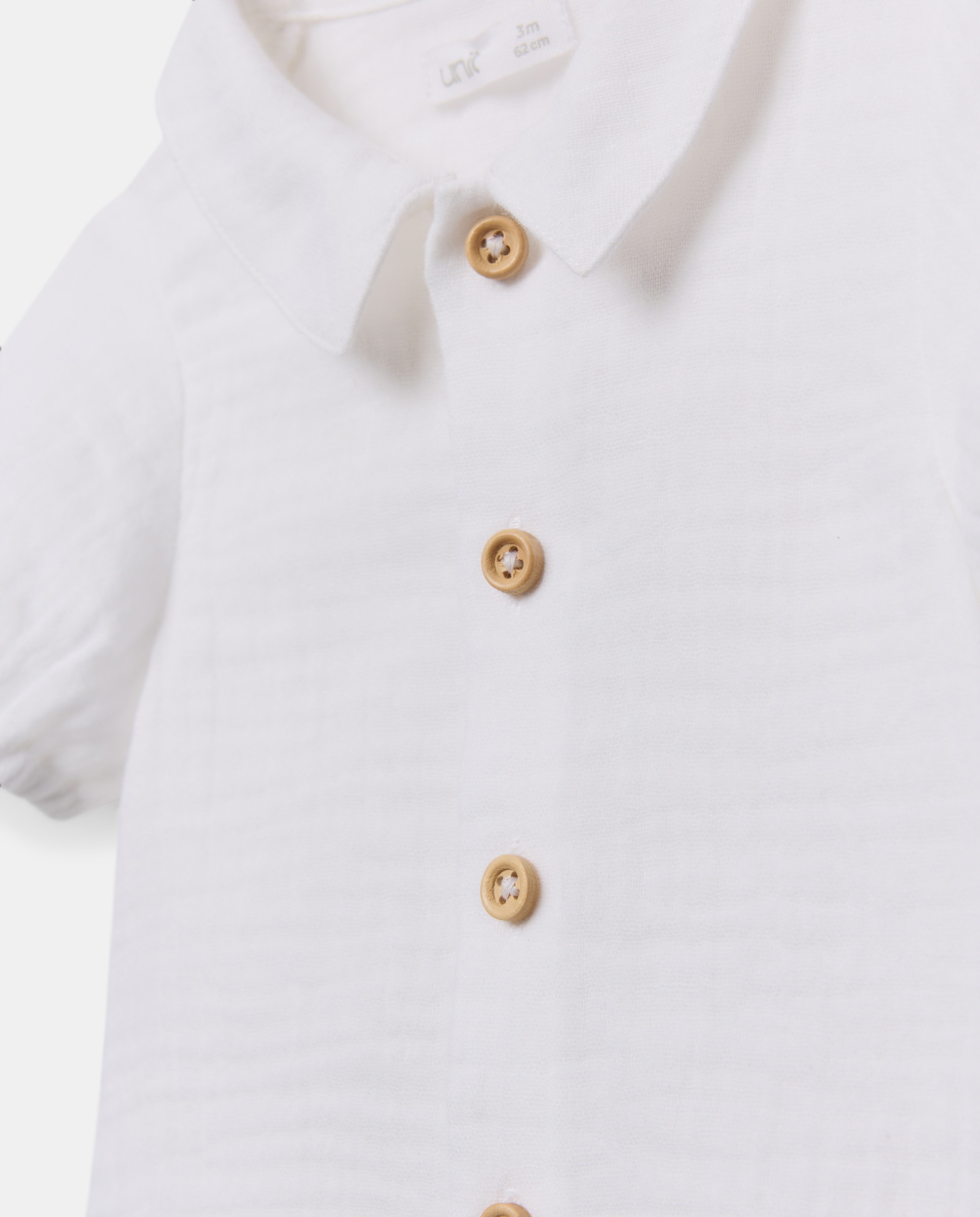 Camisa de recién nacido gasa manga corta Blanco roto-3