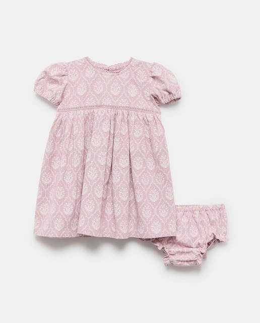 Imagen 0 de Vestido bebé niña de lino con vainica estampado