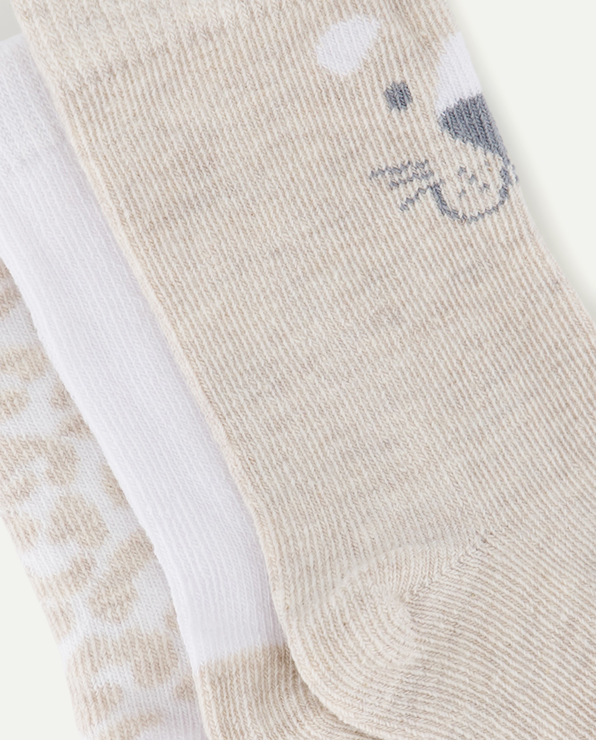 Pack de 3 Pares de Meias Curtas de Bebé com Fantasia Cotton Juice Castanho-2