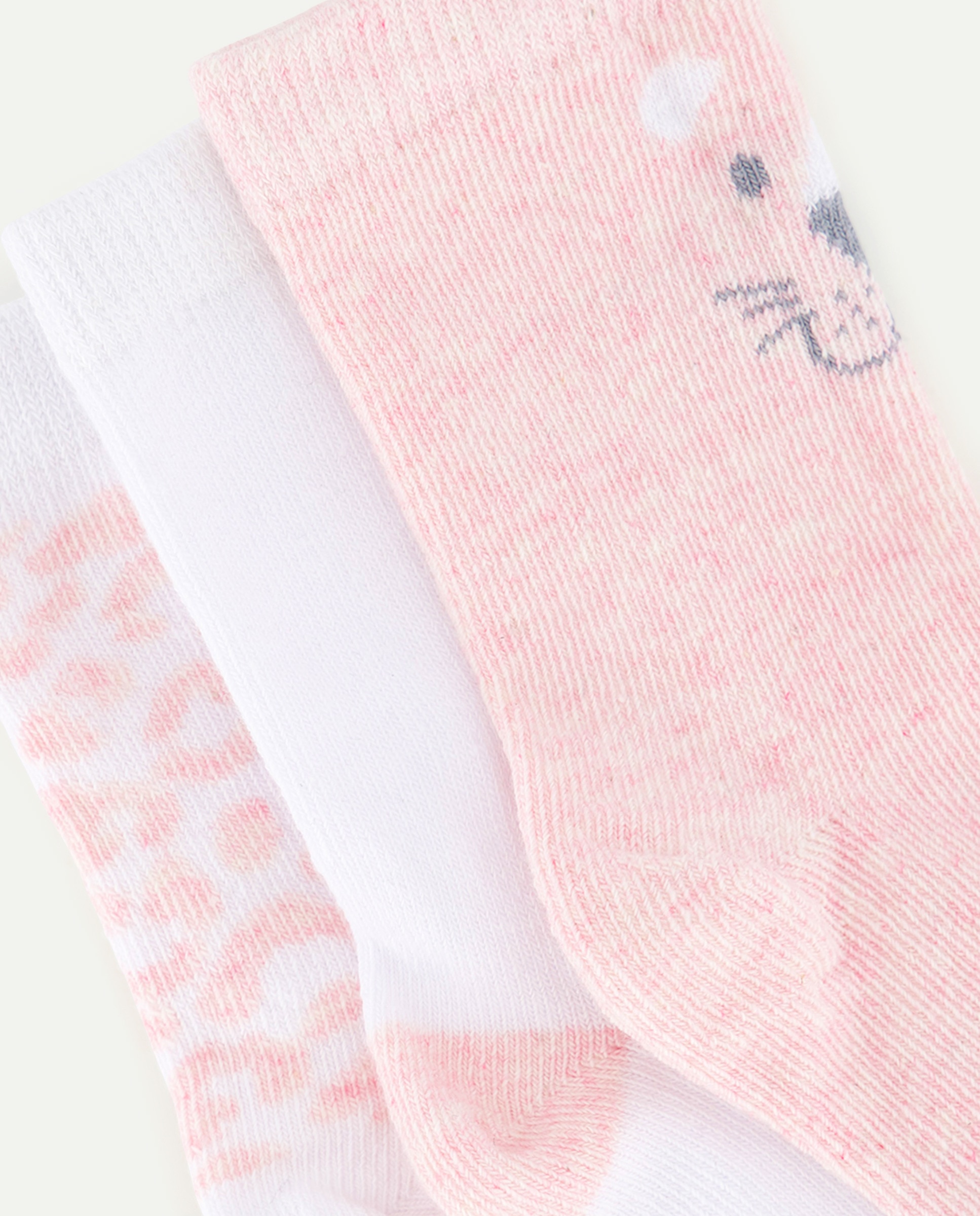 Pack de 3 Pares de Meias Curtas de Bebé com Fantasia Cotton Juice Rosa-2