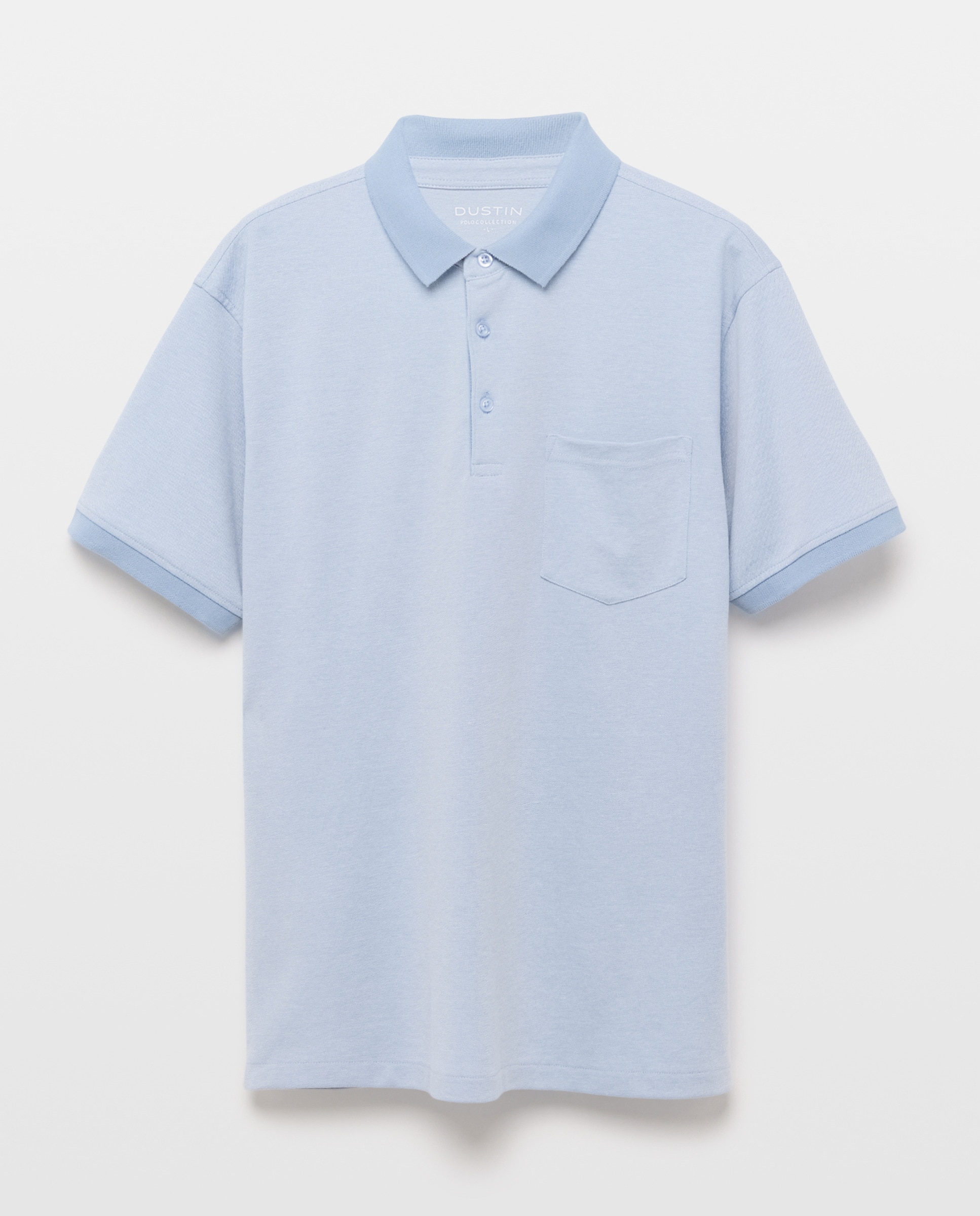 Polo Oxford de Manga Curta 410 Azul Claro-5