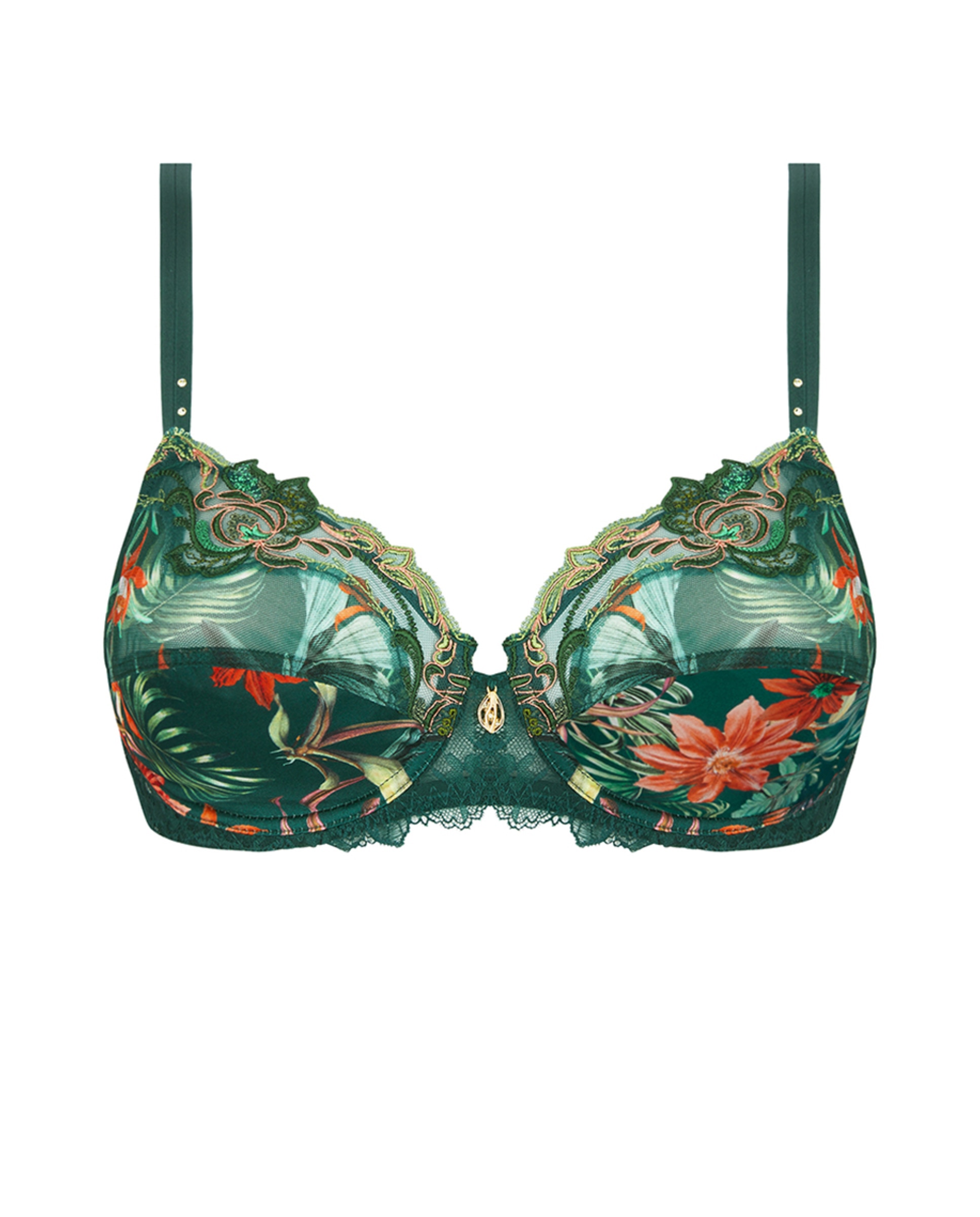 Soutien de Copa Grande com Aros e Copa até D ou E. Reforços Laterais. Verde-escuro-5