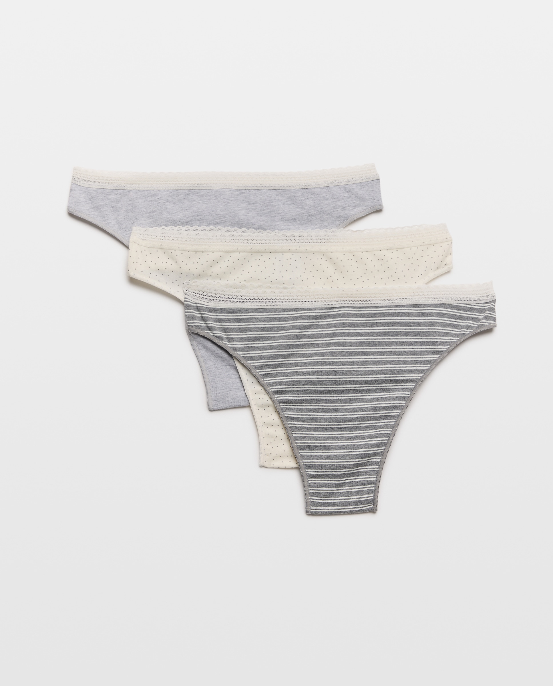 Pack de 3 Tangas com Detalhe de Elástico Branco-3