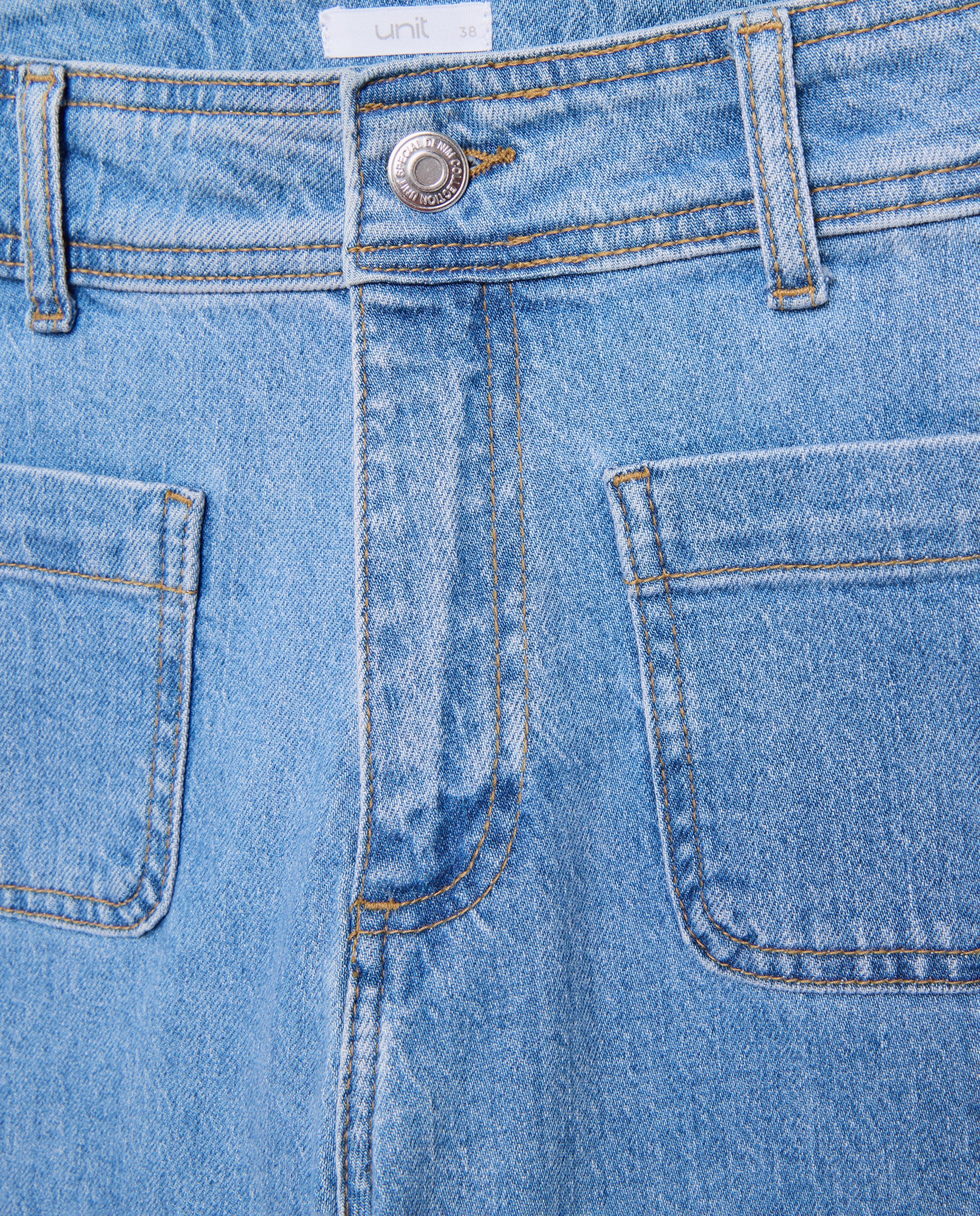 Pantalón denim culotte de mujer Lavado medio-5
