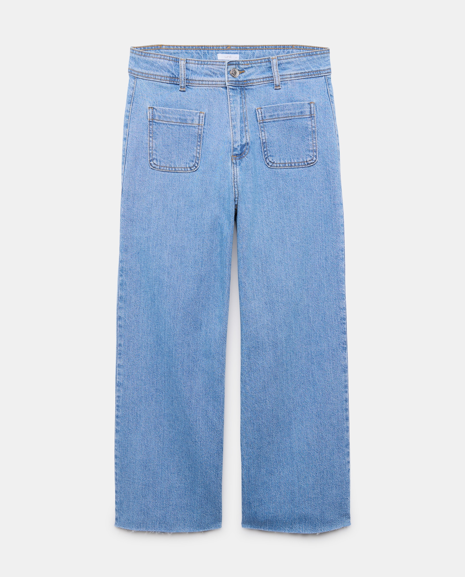 Pantalón denim culotte de mujer Lavado medio-4