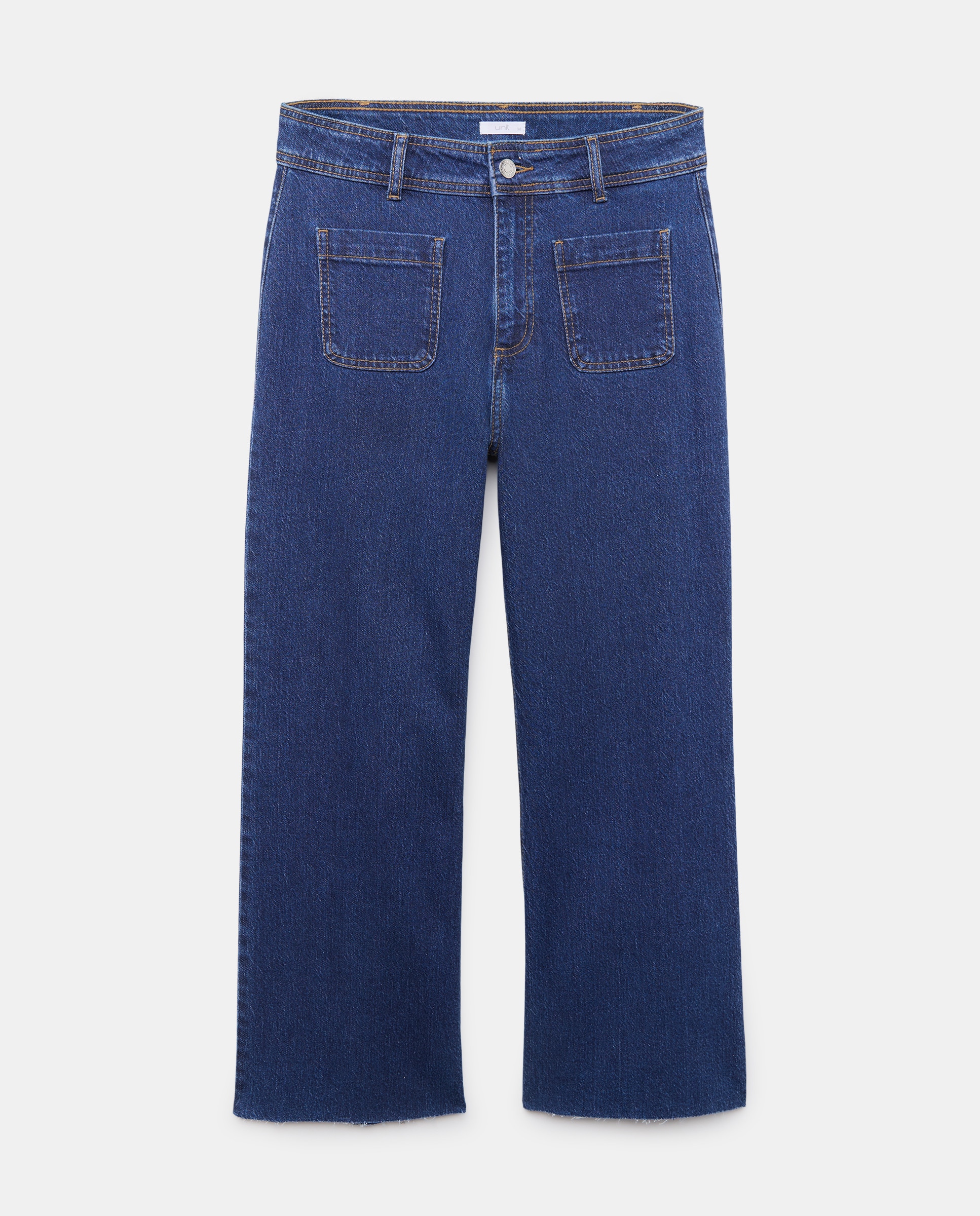 Pantalón denim culotte de mujer Azul Suave-4