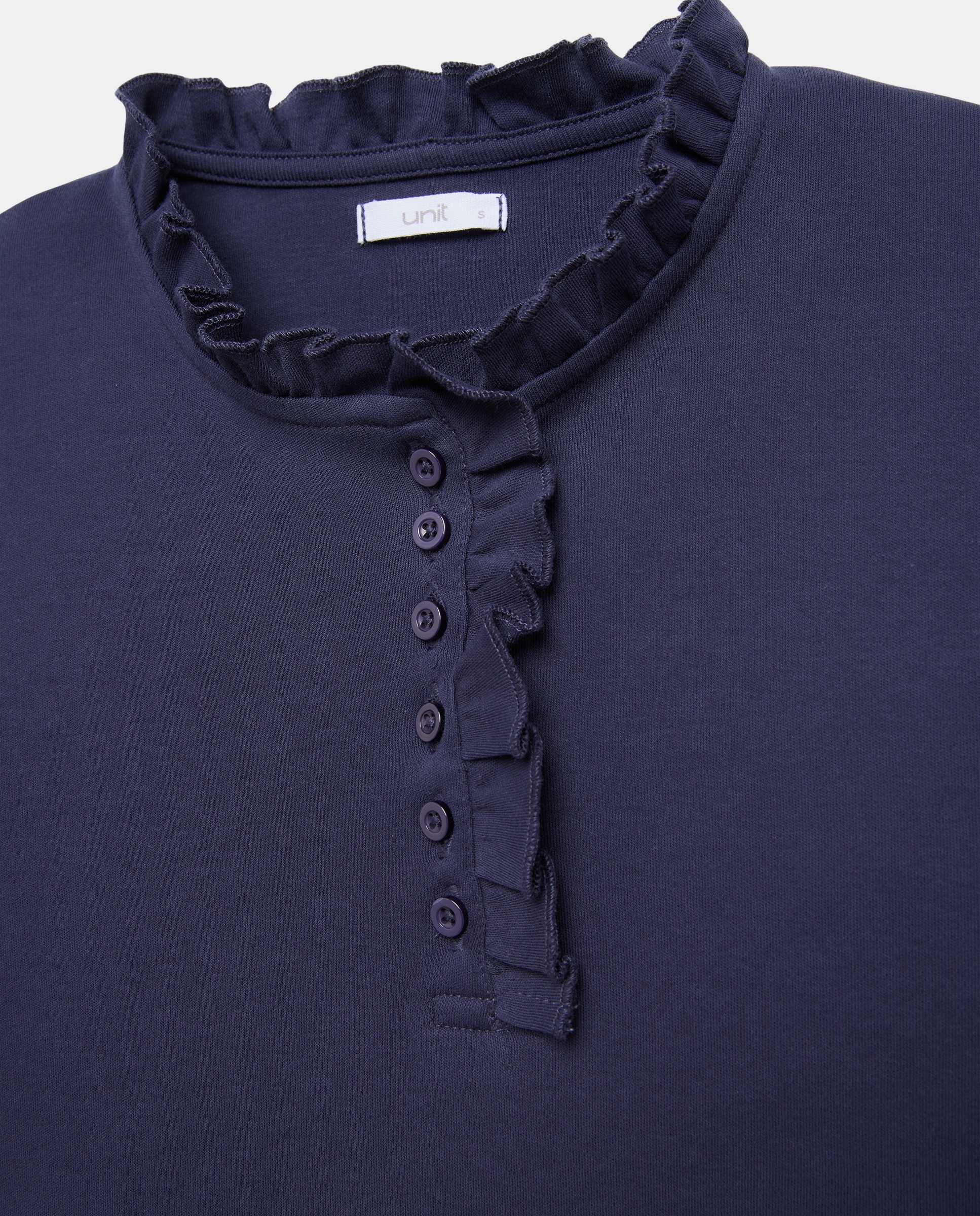 Camiseta de mujer cuello caja con volantes 430 Azul oscuro-5