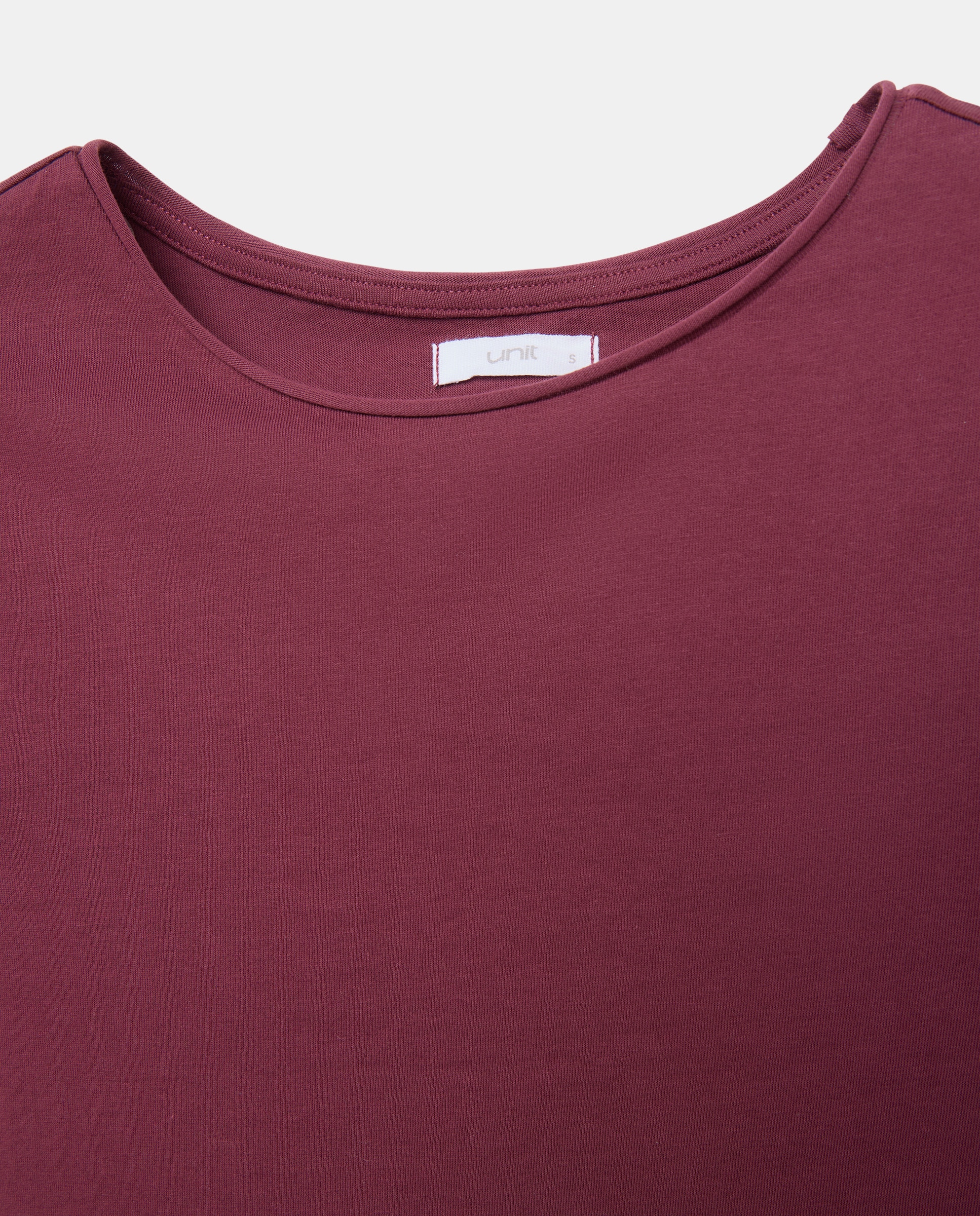 Camiseta básica de mujer cuello caja Ciruela-5