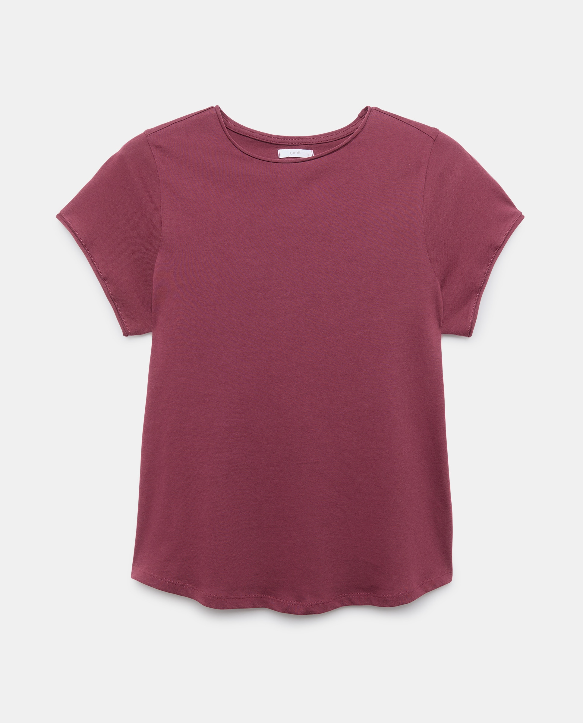 Camiseta básica de mujer cuello caja Ciruela-4