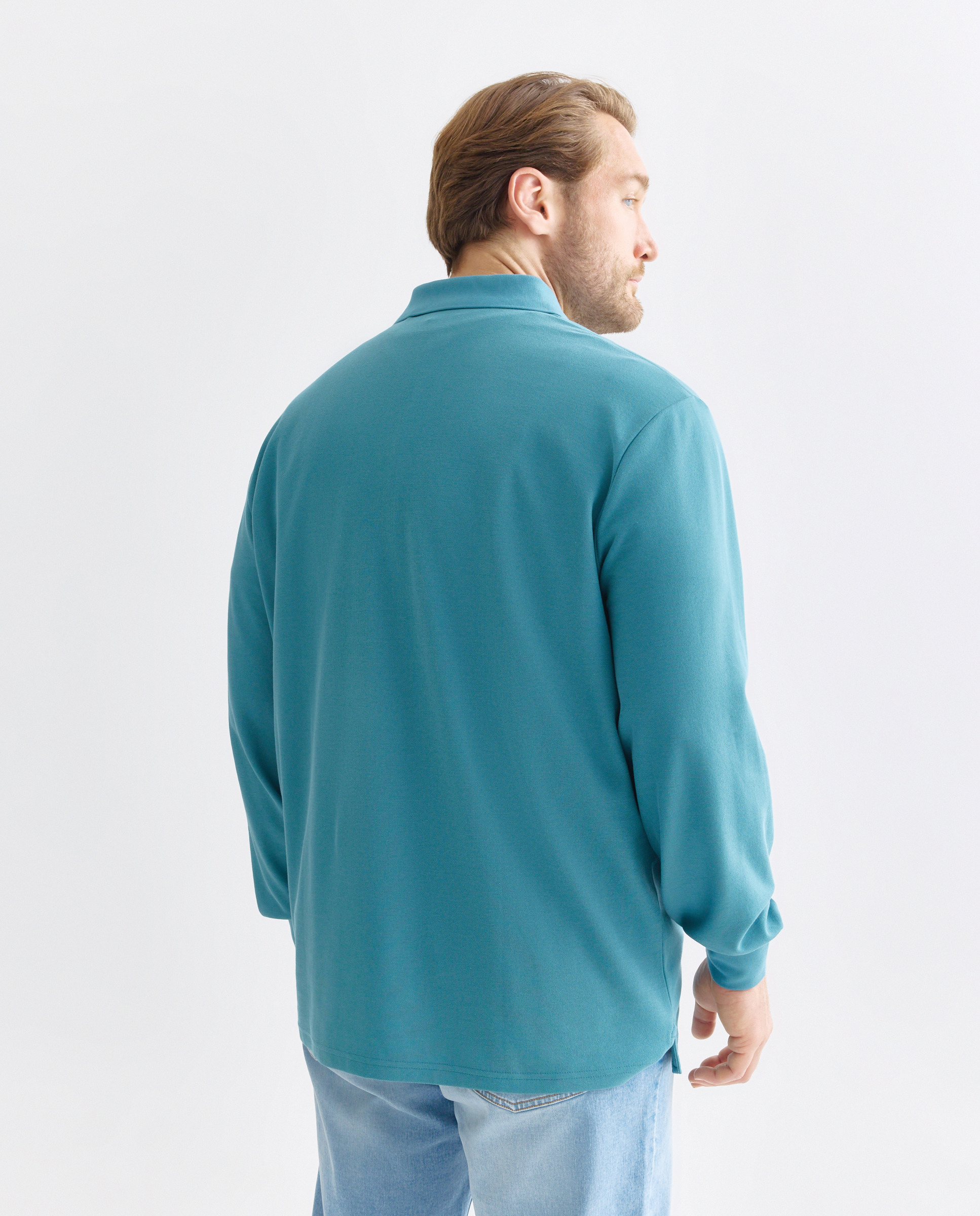 Polo Piqué Tamanhos Grandes com Manga Comprida Verde-3