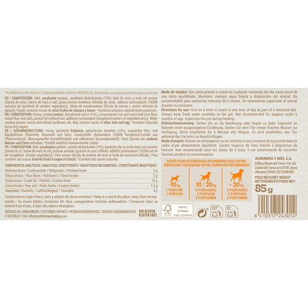 Knuspriger Möhren-Turrón für Hunde Karton 85 g