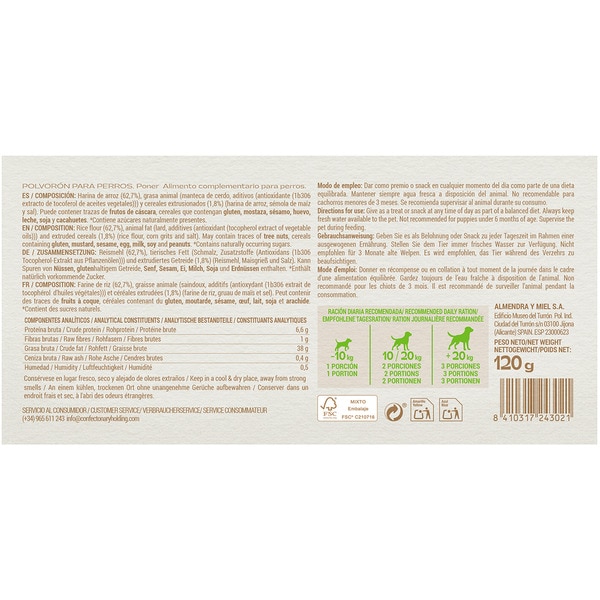 rice polvorón cakes for dogs case 120 g