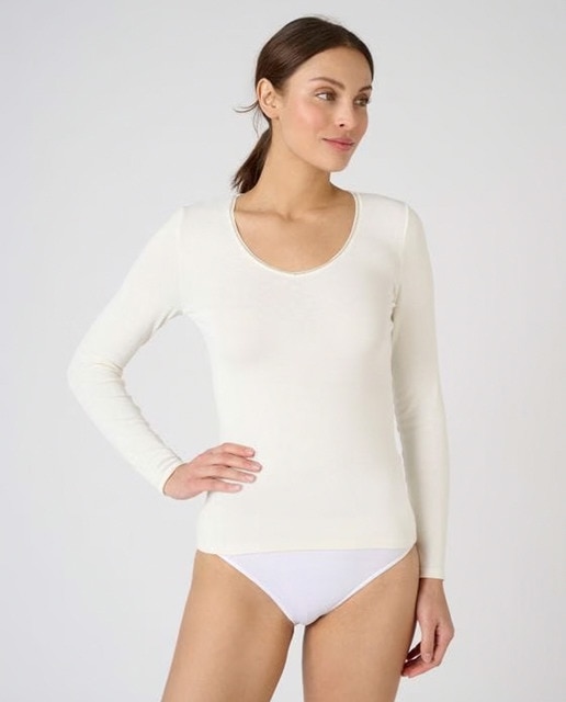 Imagem 0 de T-shirt Thermolactyl de Manga Comprida com Decote em Bico que Mantém a Hidratação