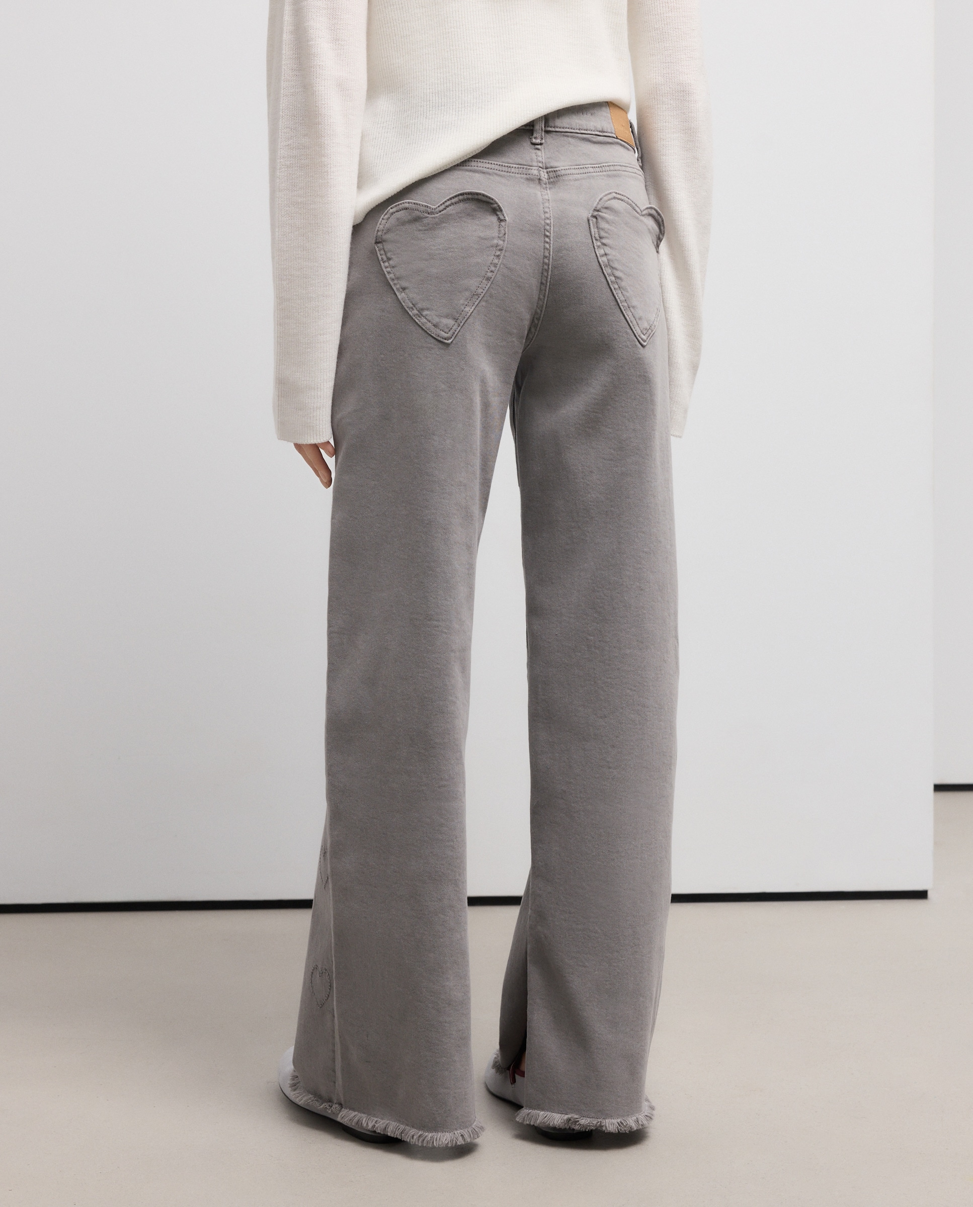 Calças com Bordados 820 Cinzento Médio-3