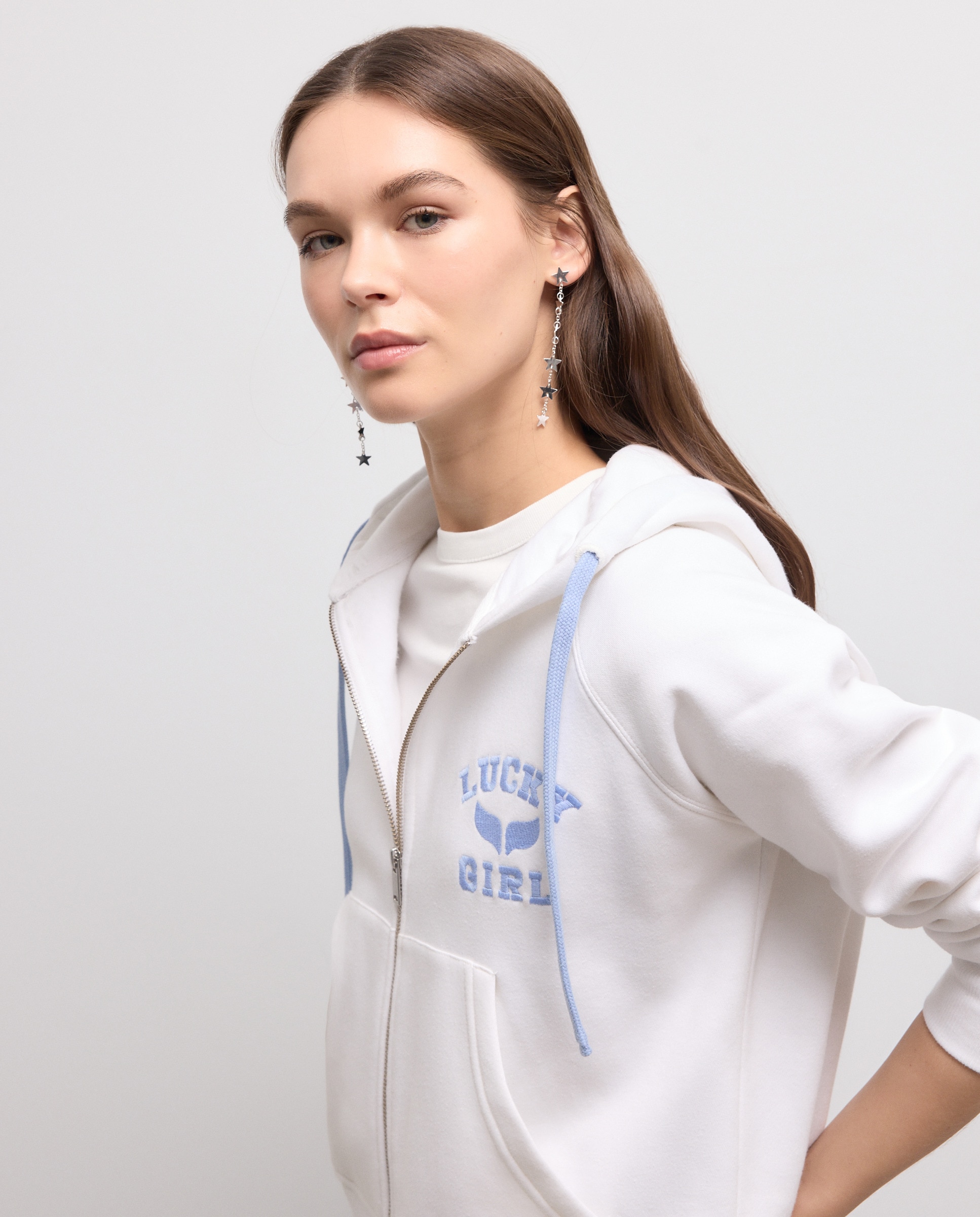 Sweatshirt com Capuz Aberto Hoodie Branco-3