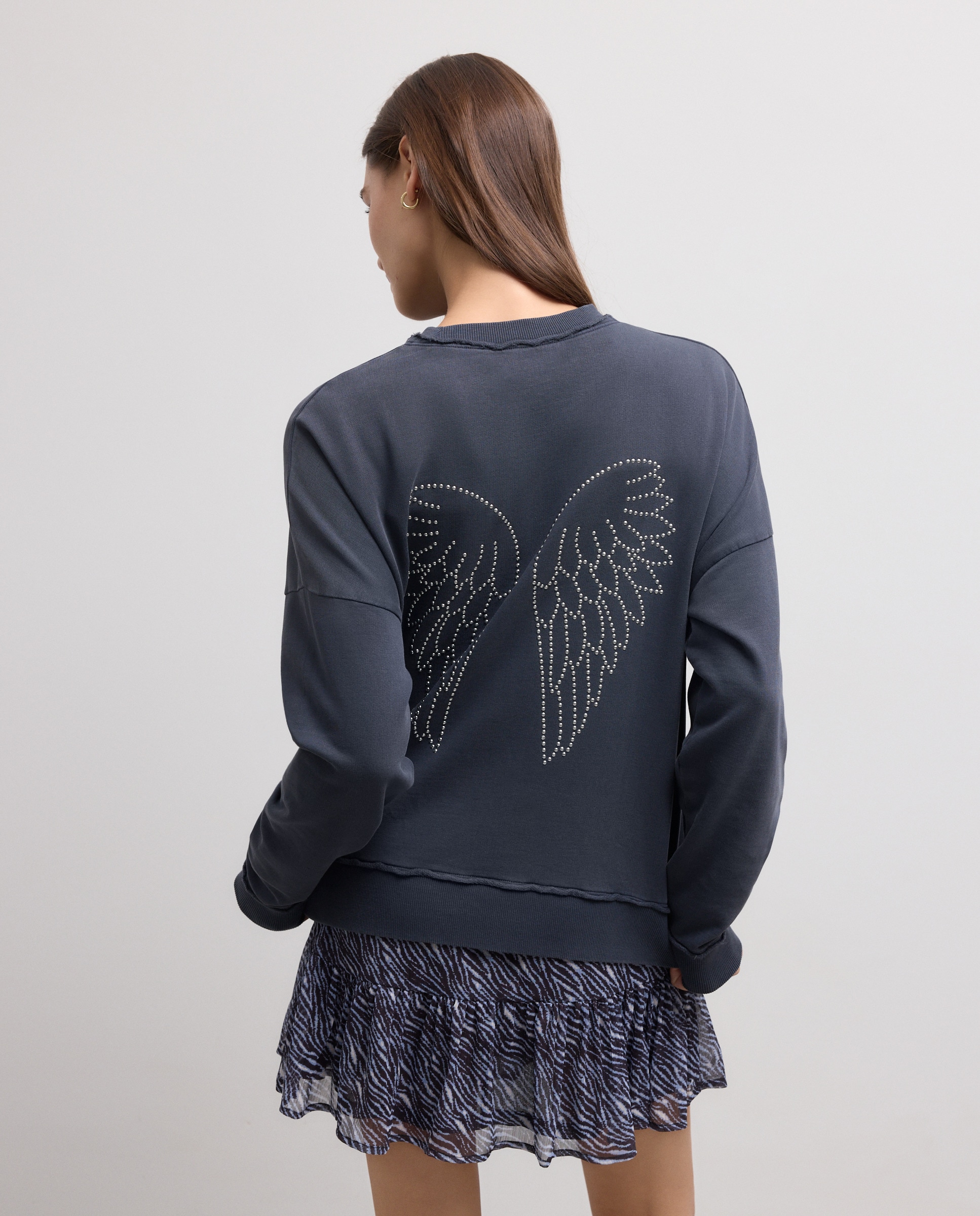 Sweatshirt com Asas de Strass Azul-marinho-2