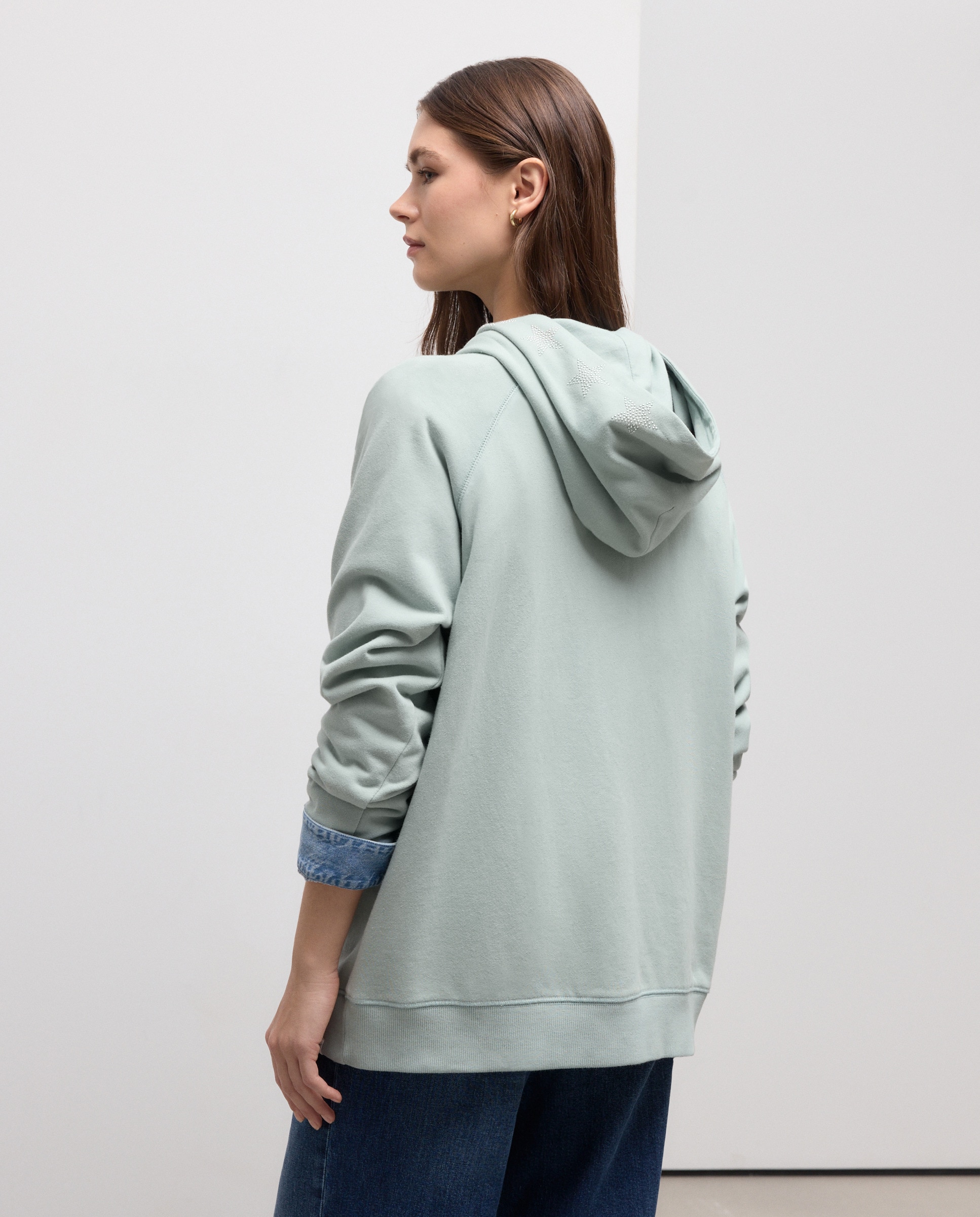 Sweatshirt com Capuz e Estrelas Verde Pato-4