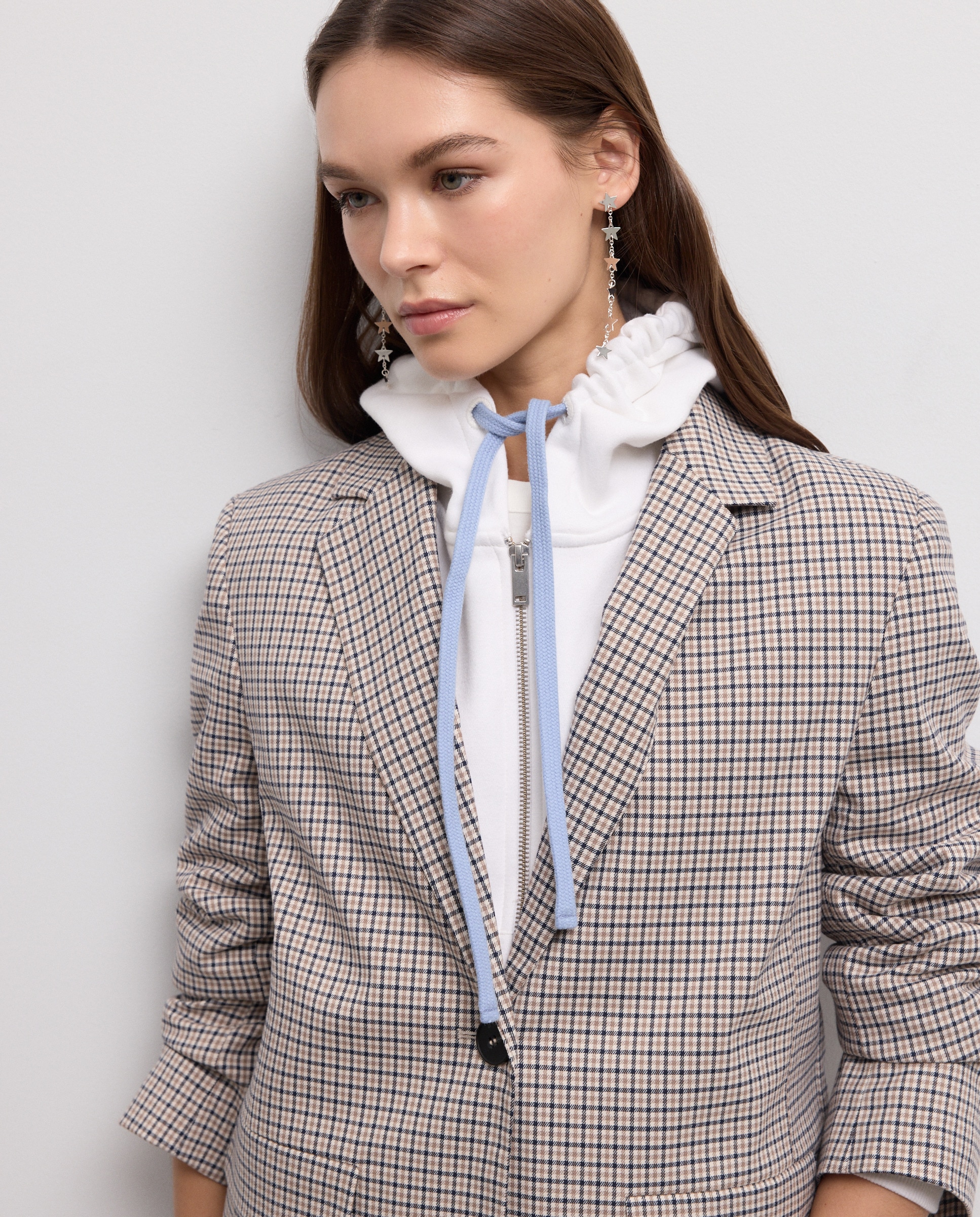 Blazer aos Quadrados Castanho-2