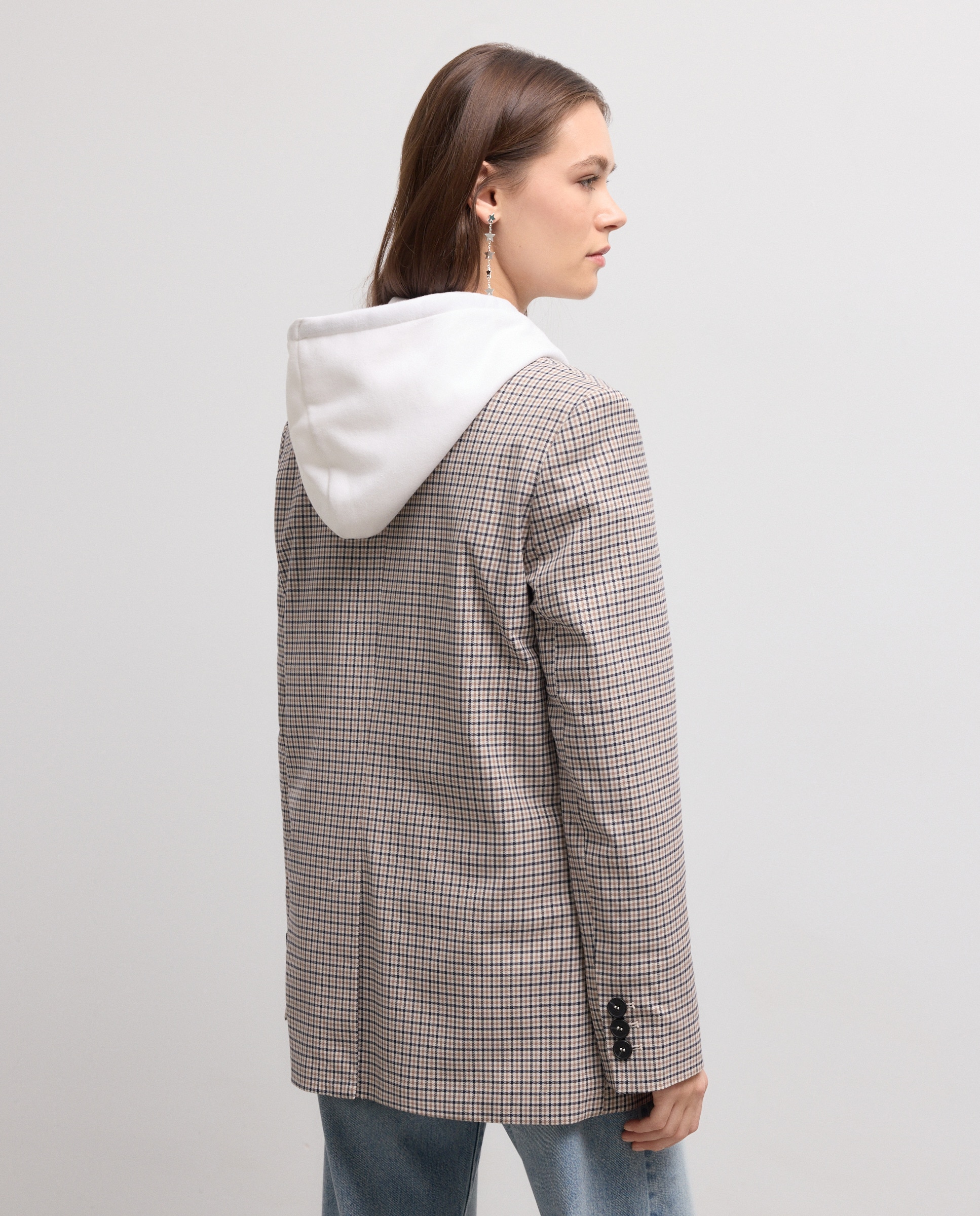 Blazer aos Quadrados Castanho-3