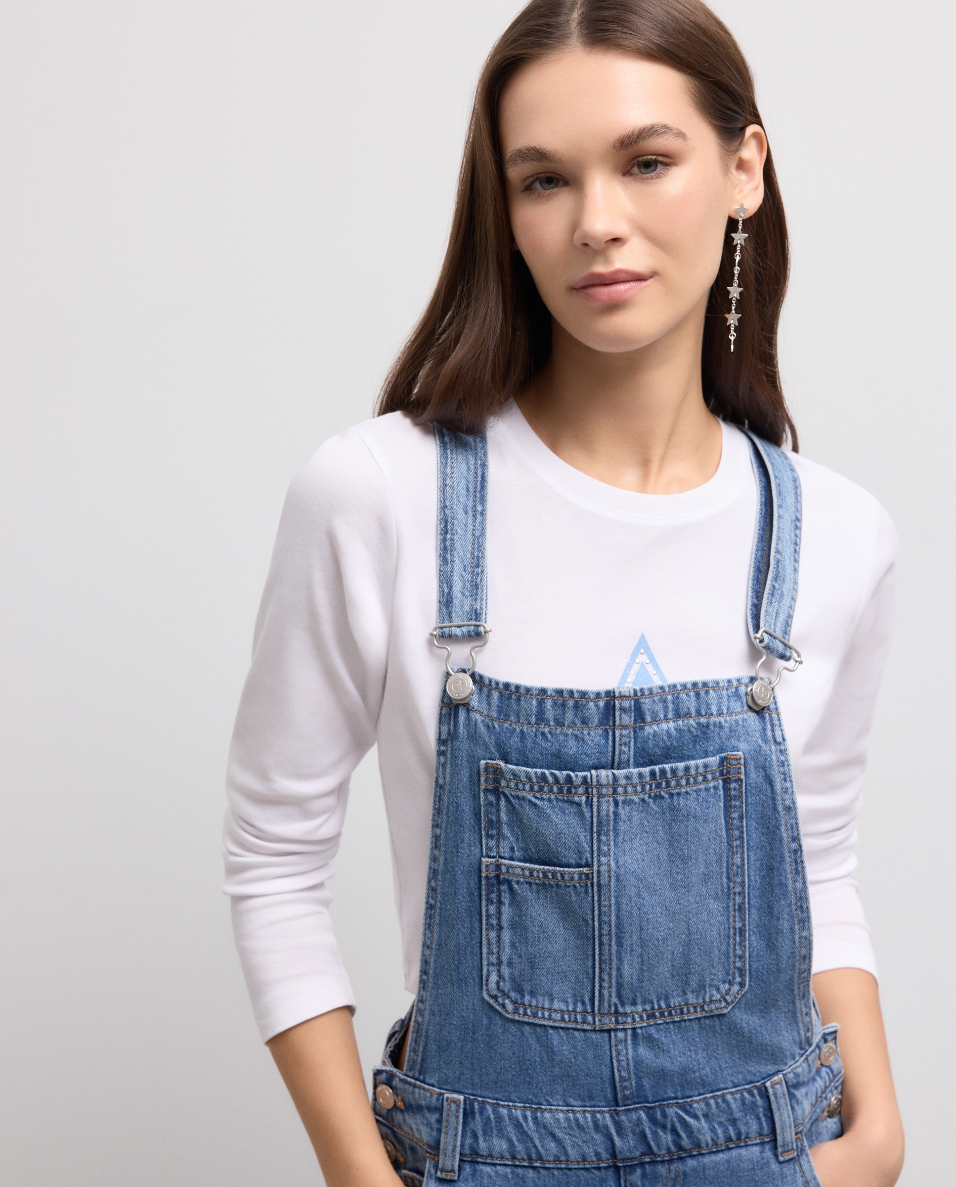 Jardineiras de Ganga com Estrela Azul-índigo-2