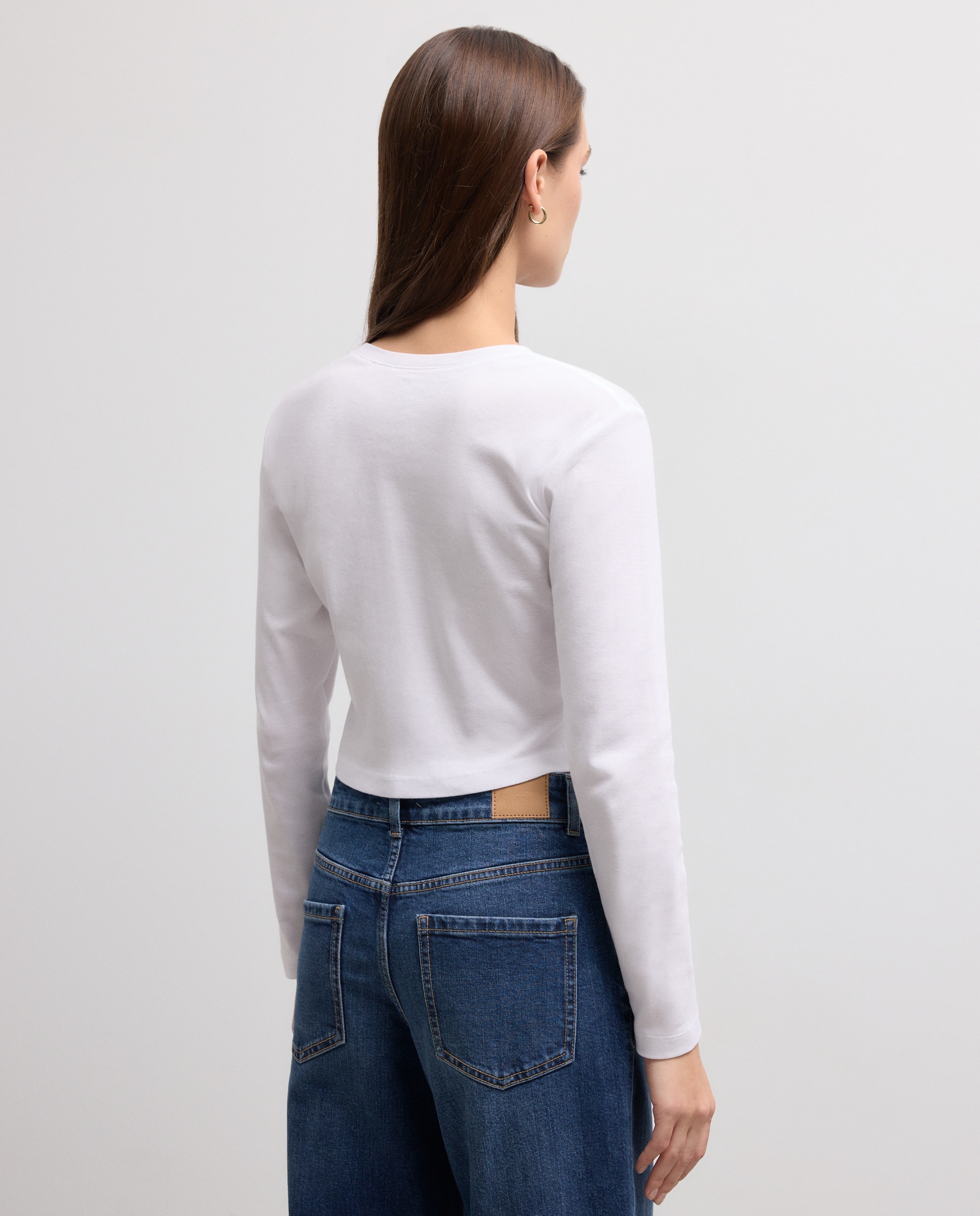 Camisola de Manga Comprida e Decote Redondo com Estrela de Tachas Branco-3