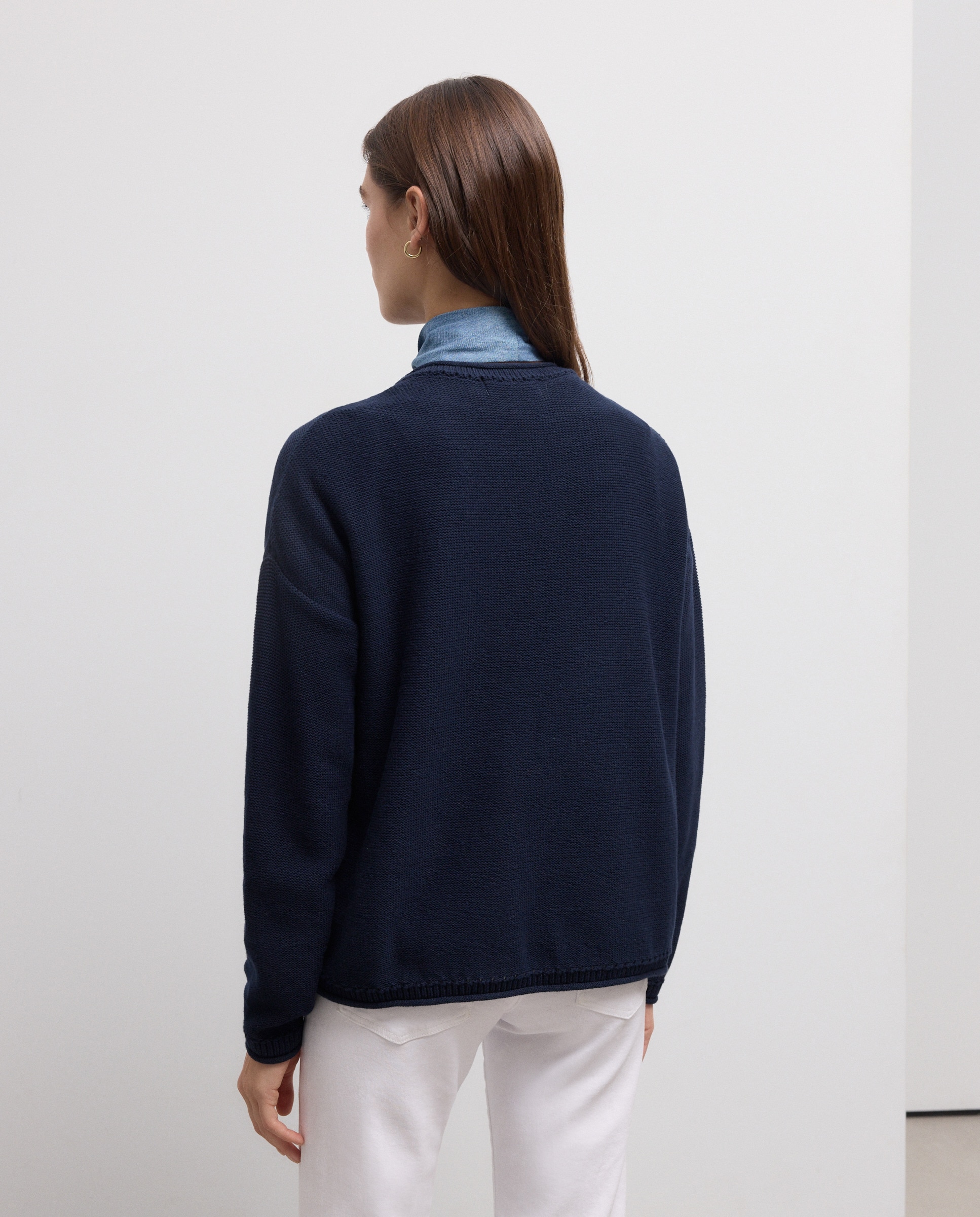 Camisola de malha com manga comprida Azul-marinho-4