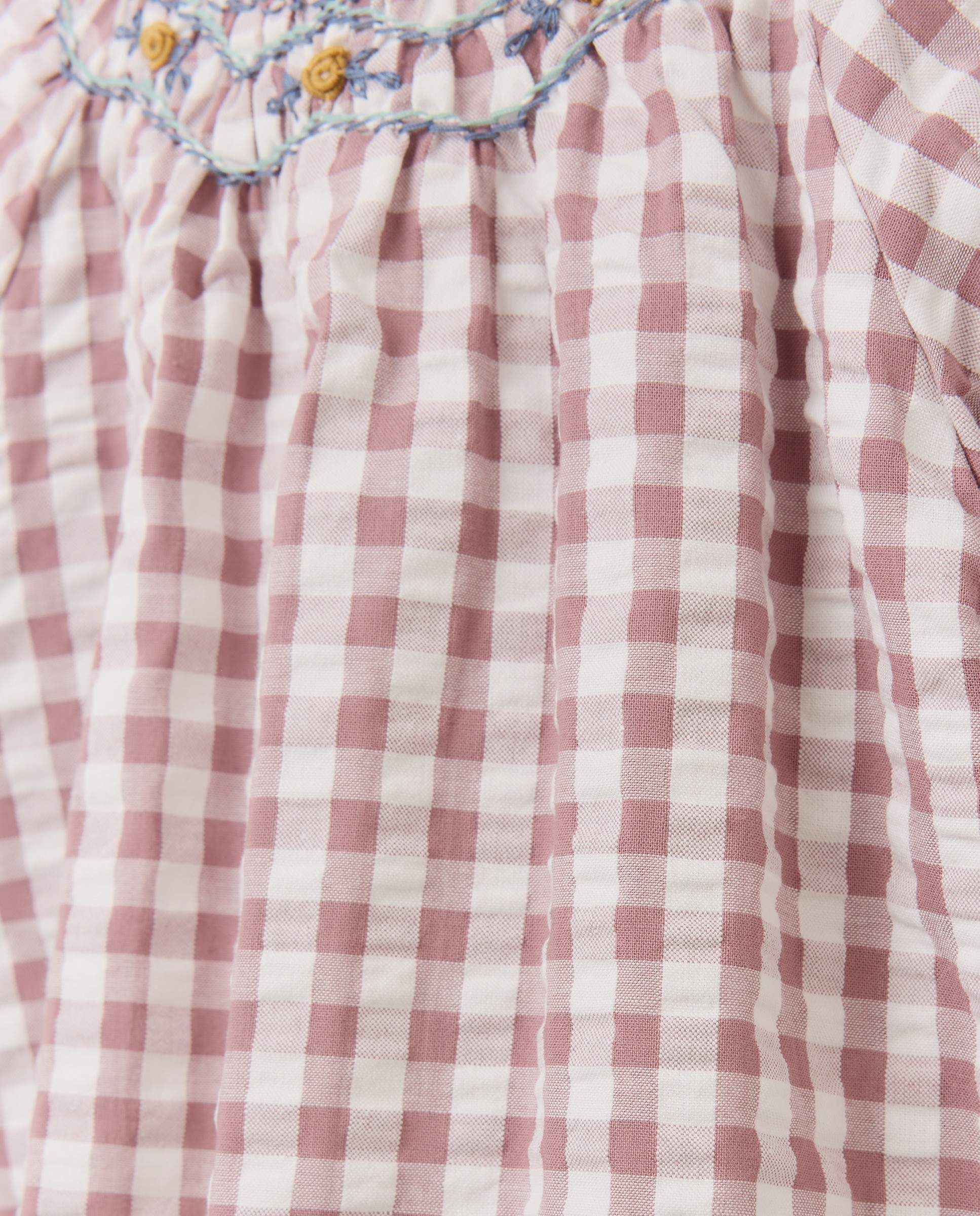 Blusa de Bebé em Seersucker com Manga Comprida e Bordado à Mão Vermelho-3