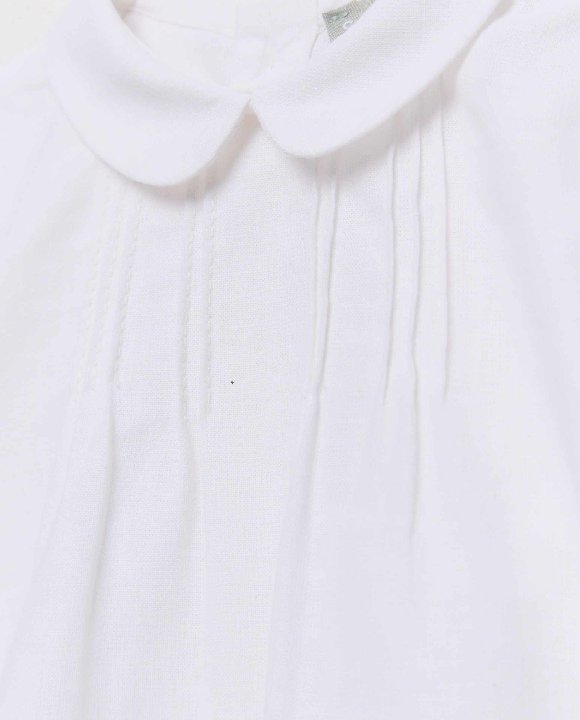 Camisa de Manga Curta de Bebé com Gola Bebé e Pregas à Frente Branco-3
