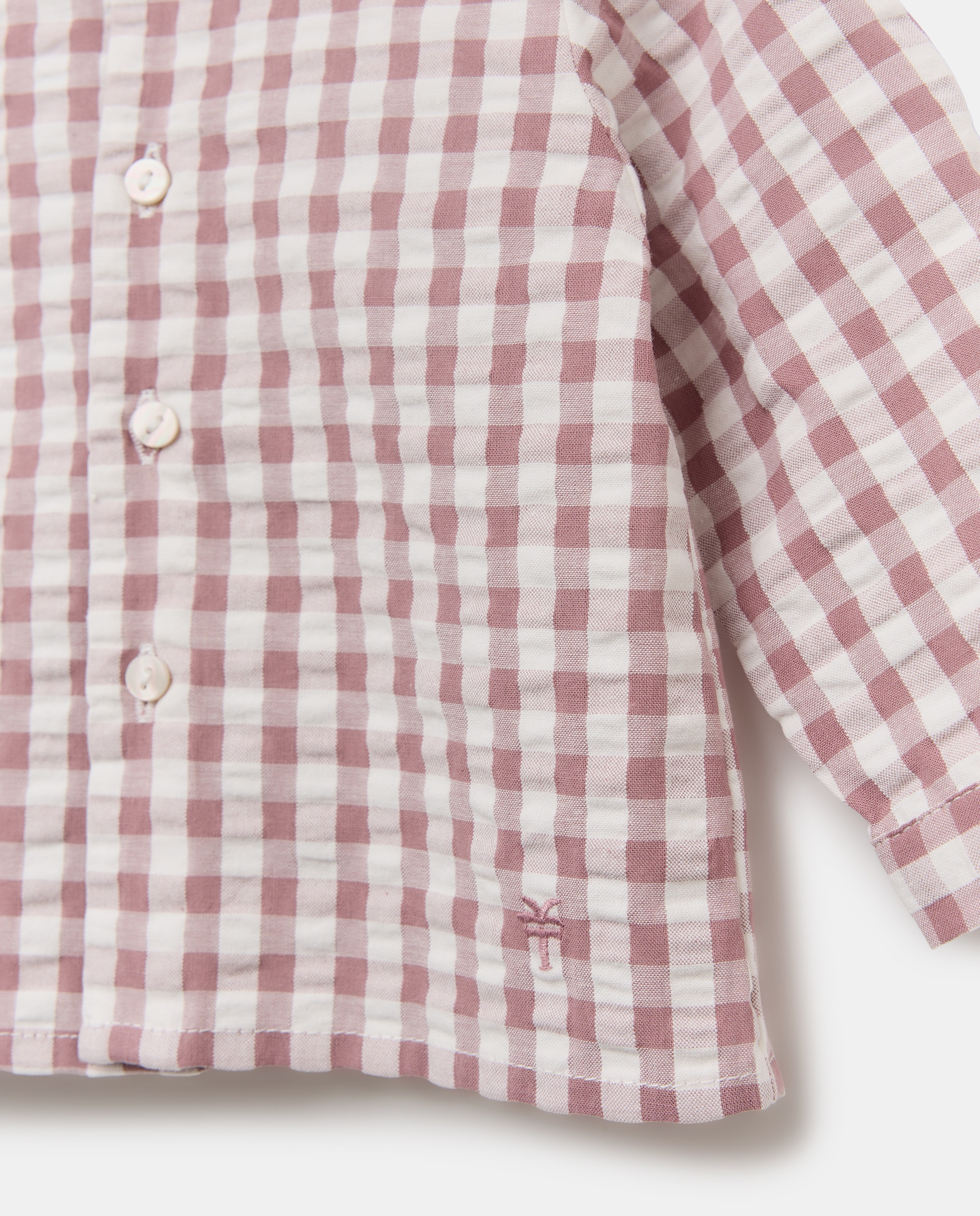 Camisa de Bebé em Seersucker com Manga Comprida e Gola à Padre Coconut El Corte Inglés Vermelho-3