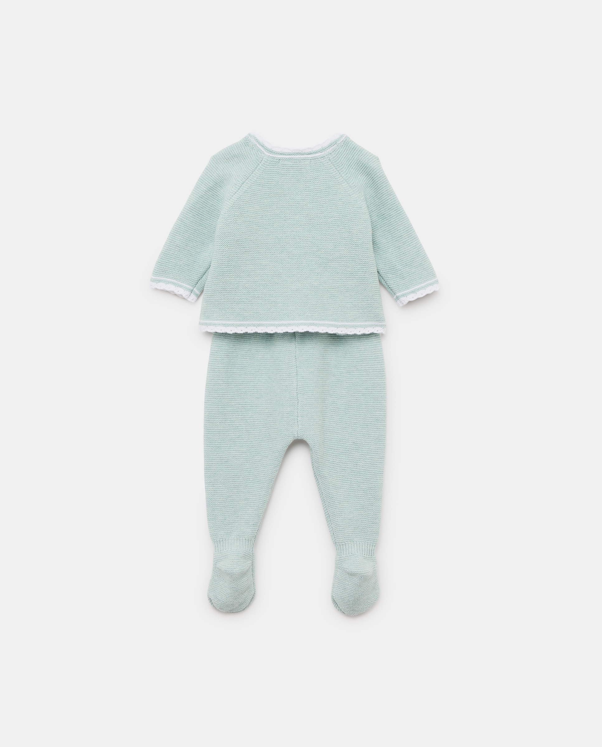 Conjunto Cruzado de 2 Peças de Tricot de Bebé com Manga Comprida e Botão Coconut El Corte Inglés Verde-2