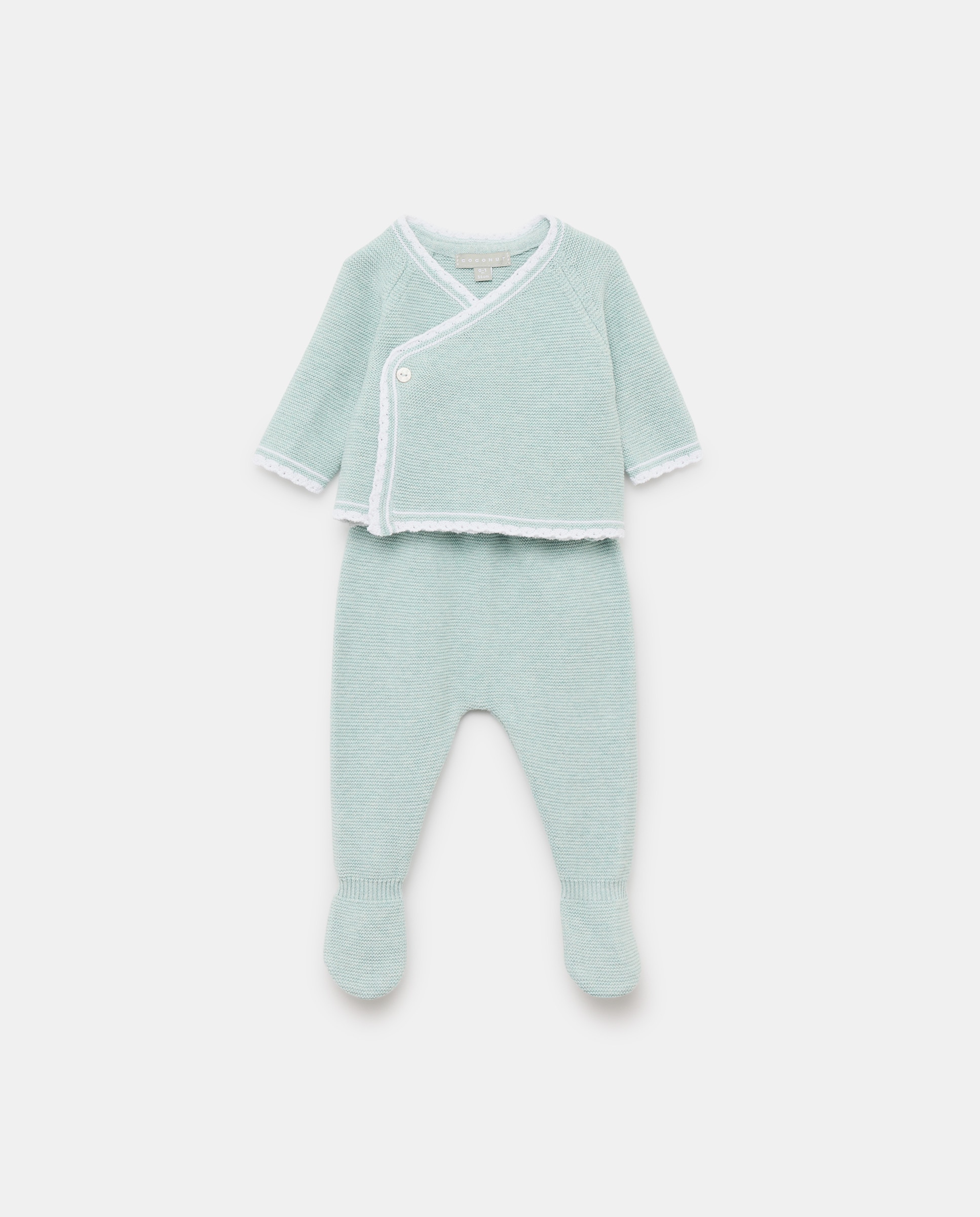 Conjunto Cruzado de 2 Peças de Tricot de Bebé com Manga Comprida e Botão Coconut El Corte Inglés Verde-1