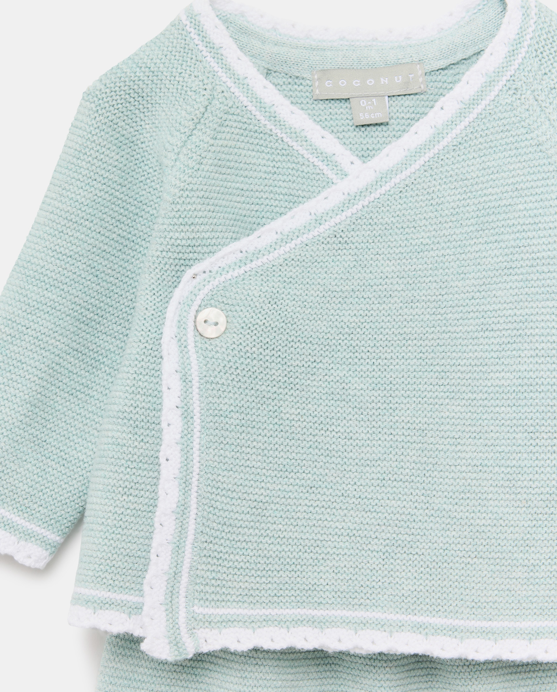 Conjunto Cruzado de 2 Peças de Tricot de Bebé com Manga Comprida e Botão Coconut El Corte Inglés Verde-4