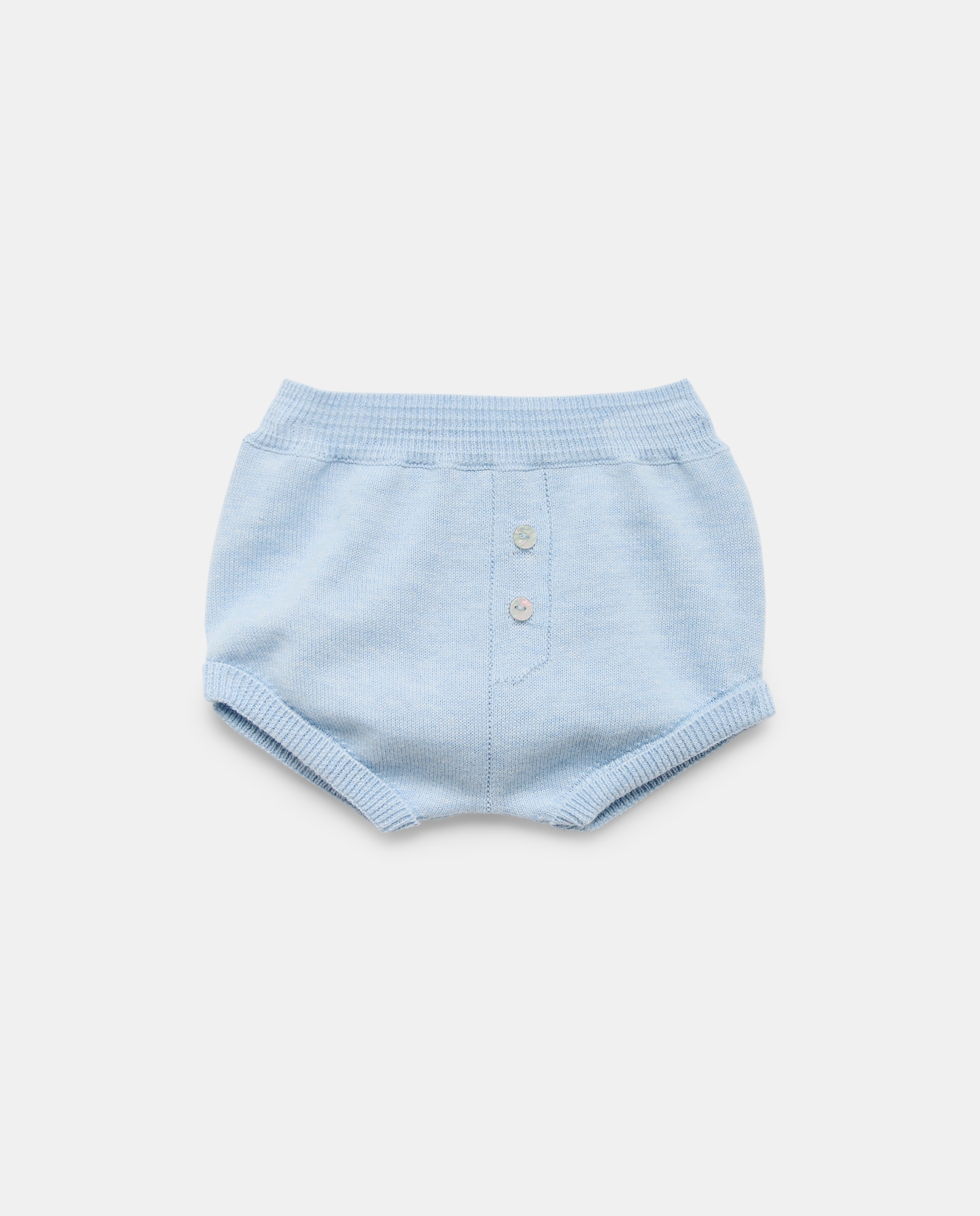 Conjunto de 2 Peças de Tricot de Bebé com Manga Curta e Bolso Azul-3