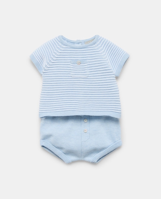 Imagem 0 de Conjunto de 2 Peças de Tricot de Bebé com Manga Curta e Bolso