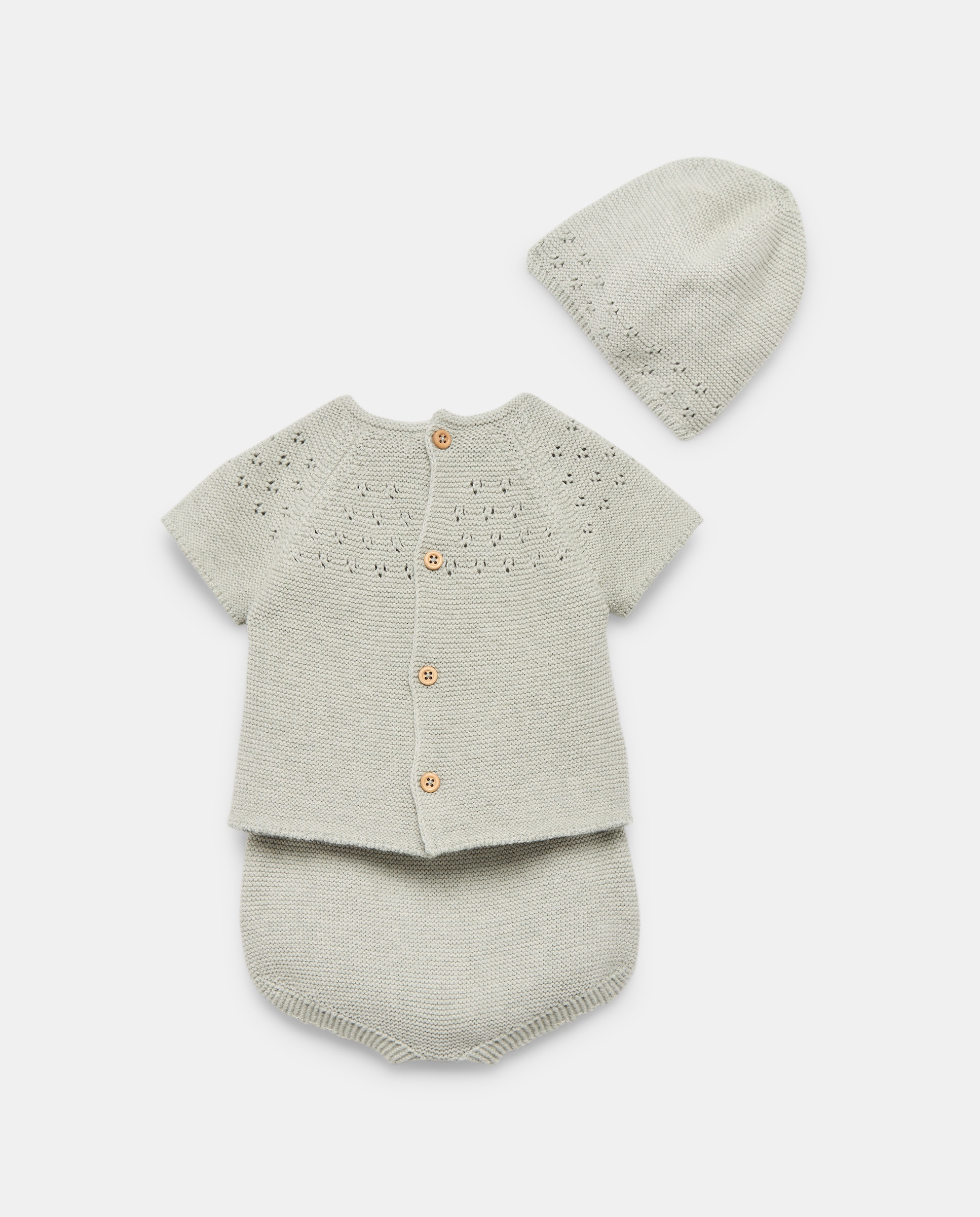 Conjunto de 3 Peças de Tricot de Bebé 520 Caqui-2