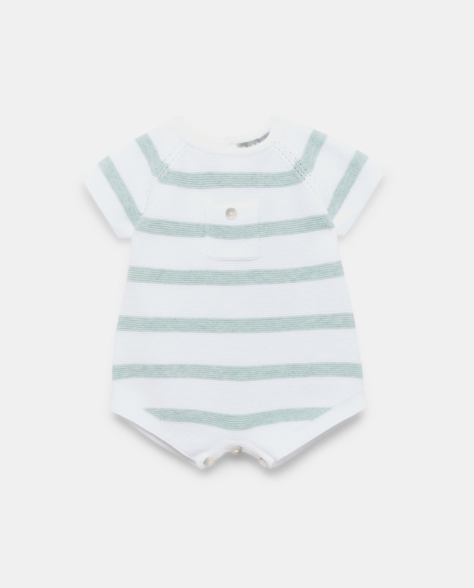 Babygrow de Tricot Curto de Bebé com Manga Curta e Bolso Coconut El Corte Inglés Verde-1