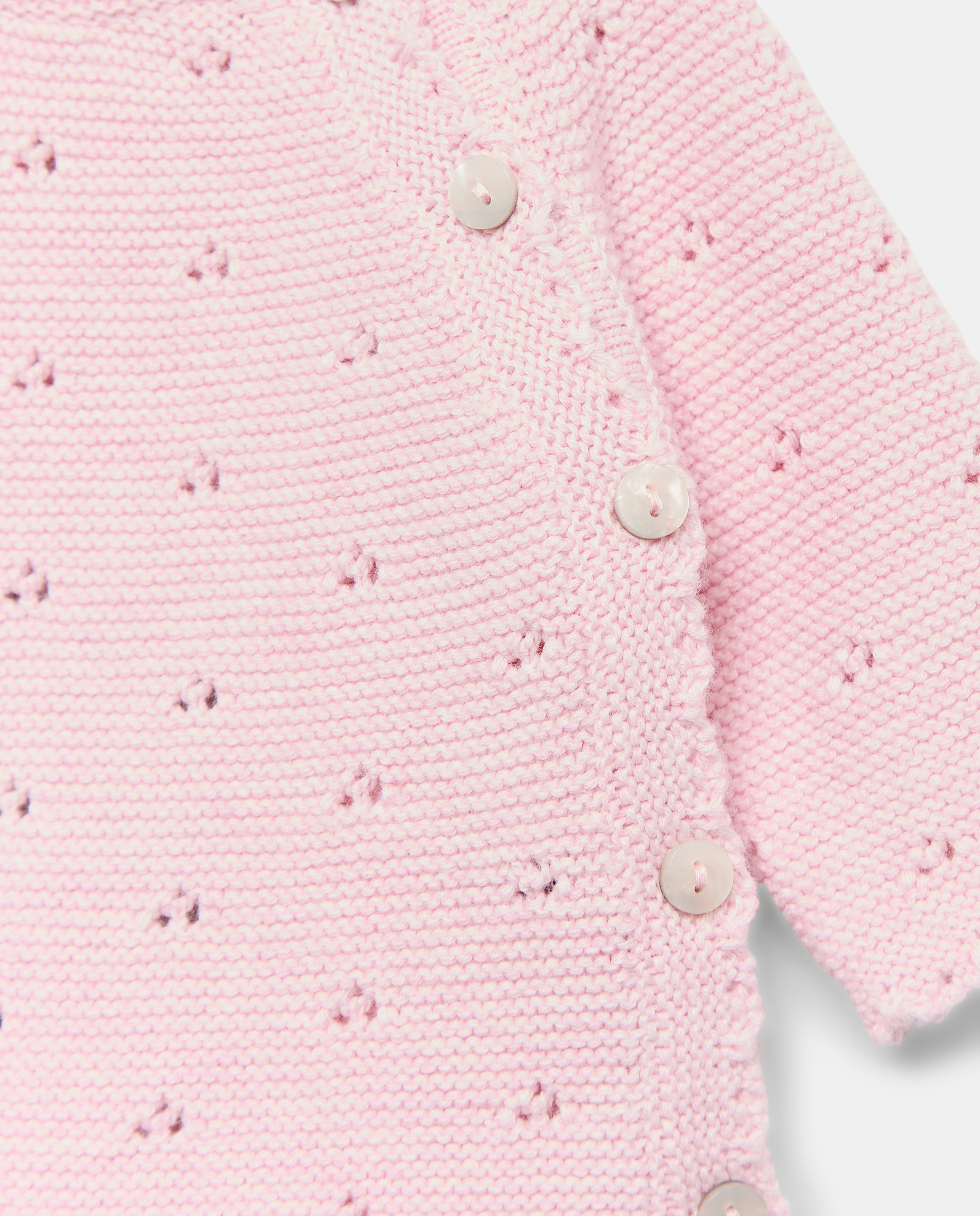 Camisola de Malha Aberta de Tricot de Bebé com Abertura Ondulada Coconut El Corte Inglés 230 Rosa Escuro-3