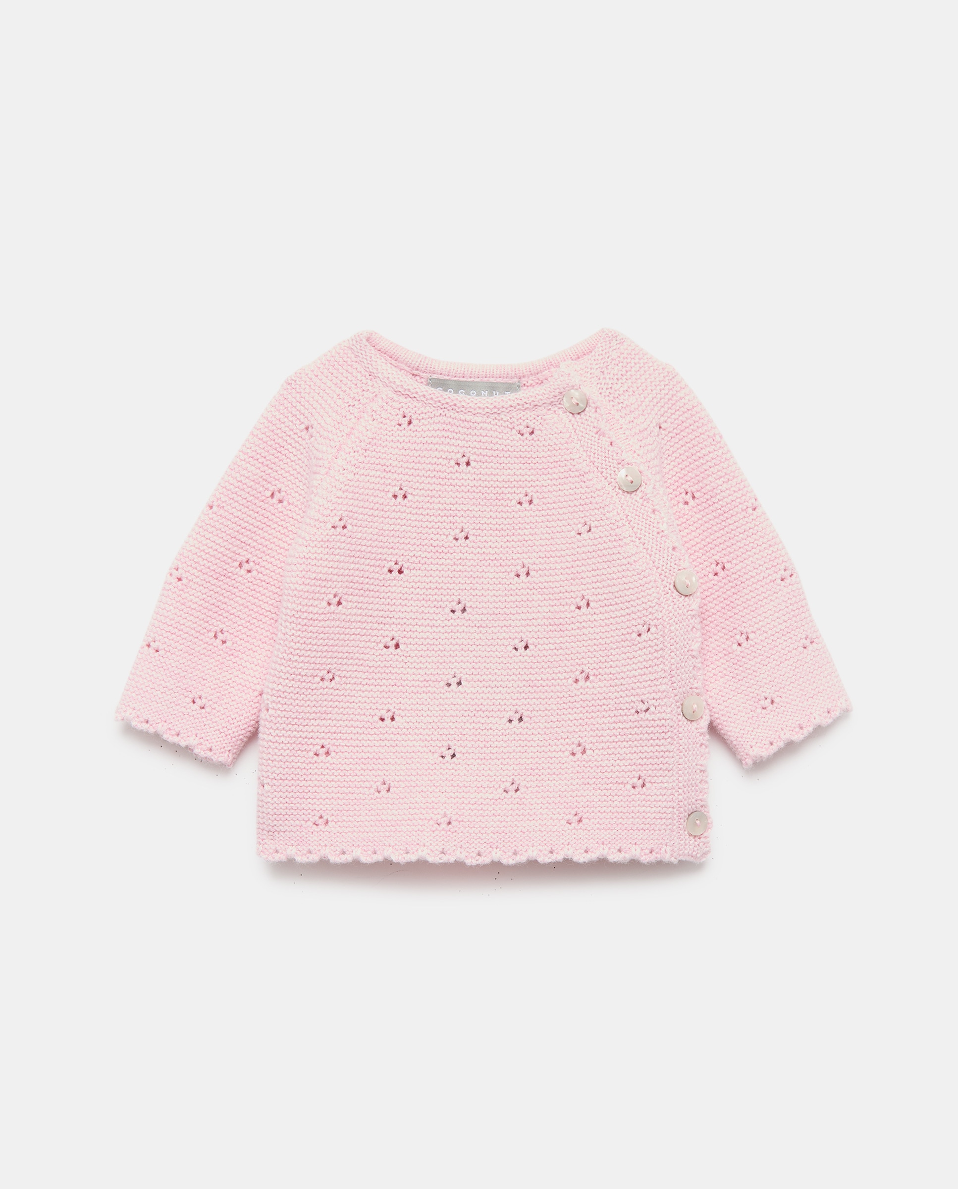 Imagem 0 de Camisola de Malha Aberta de Tricot de Bebé com Abertura Ondulada