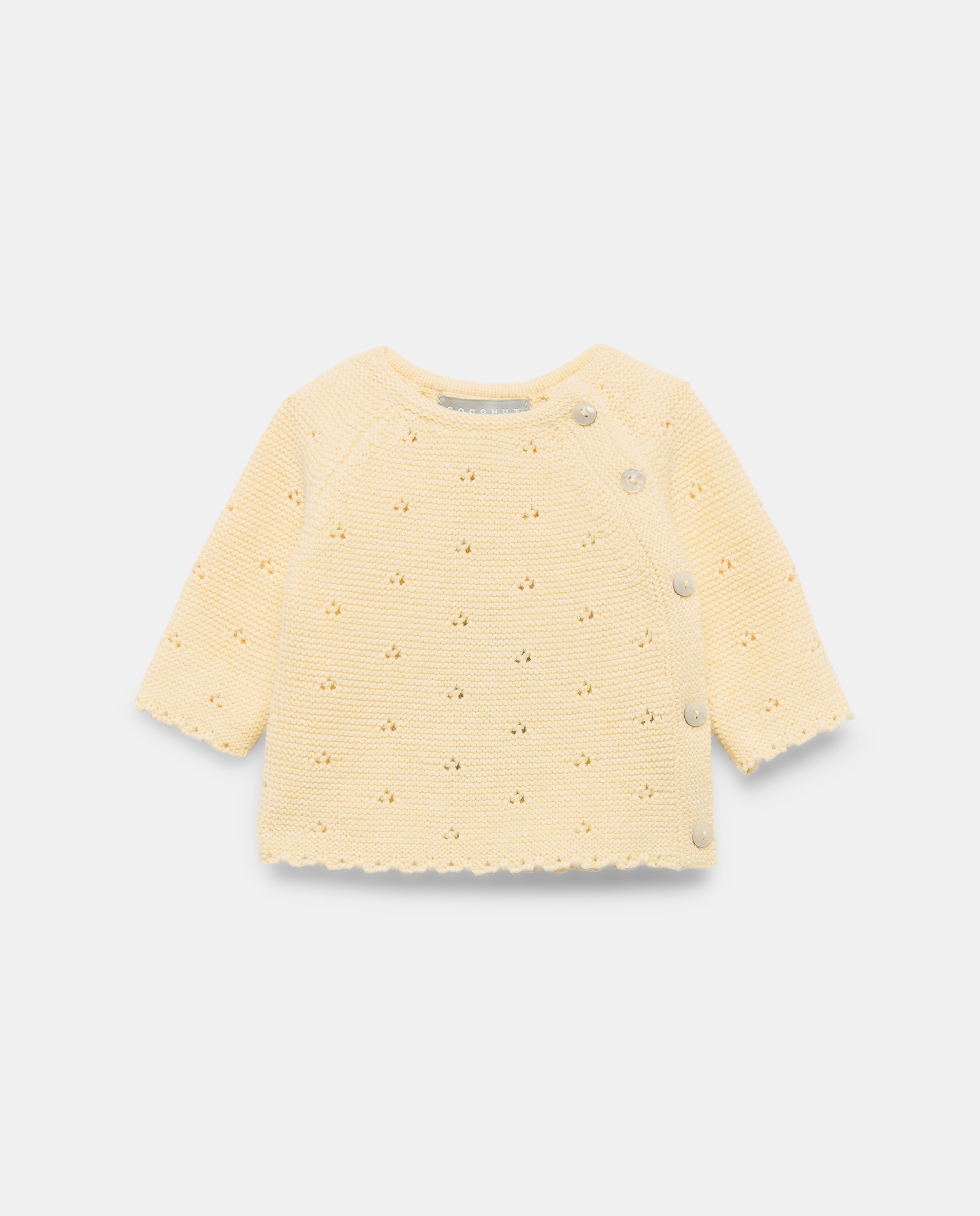Imagem 0 de Camisola de Malha Aberta de Tricot de Bebé com Bainha Ondulada