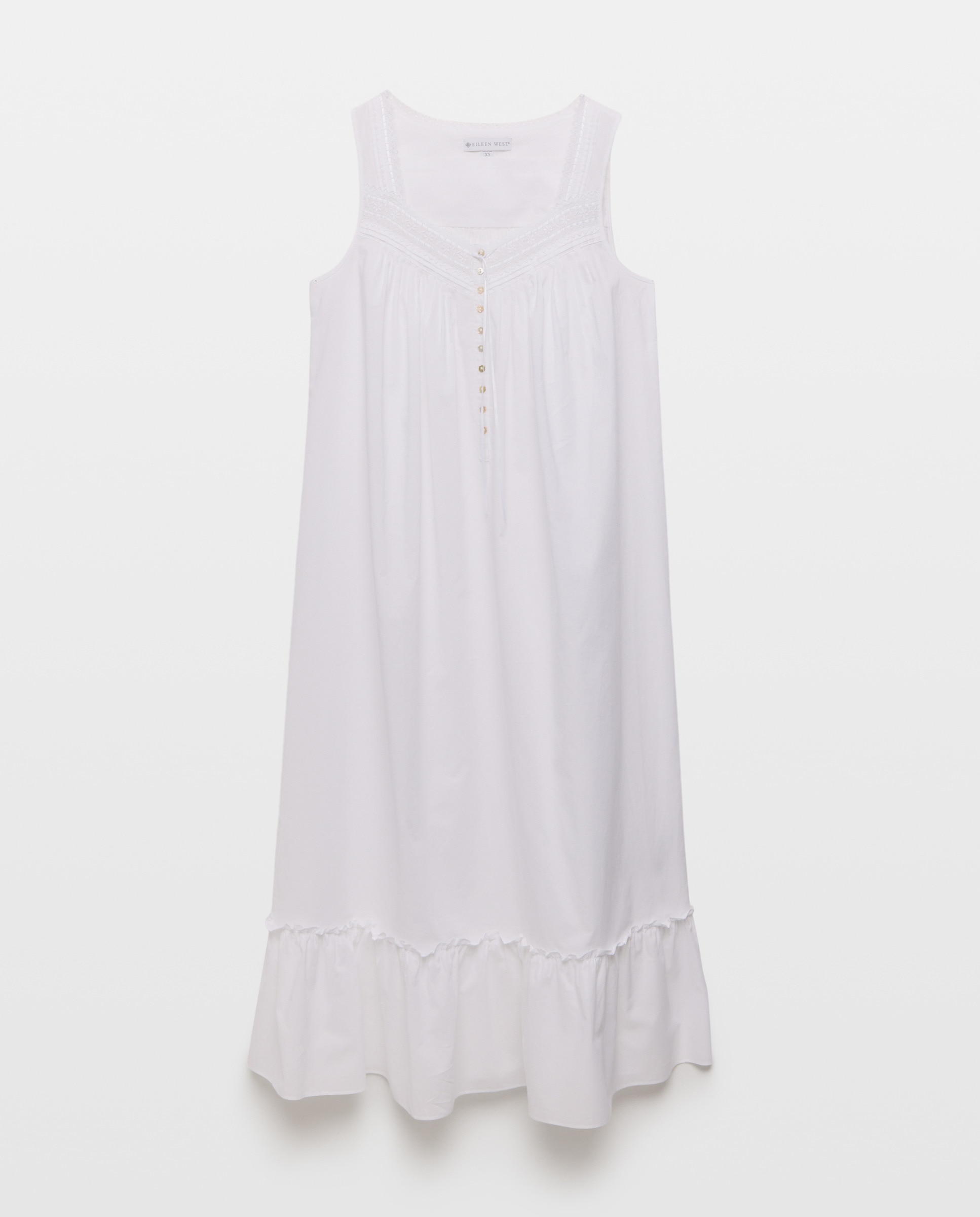 Camisa de Dormir de Alças com Pregas Branco-3