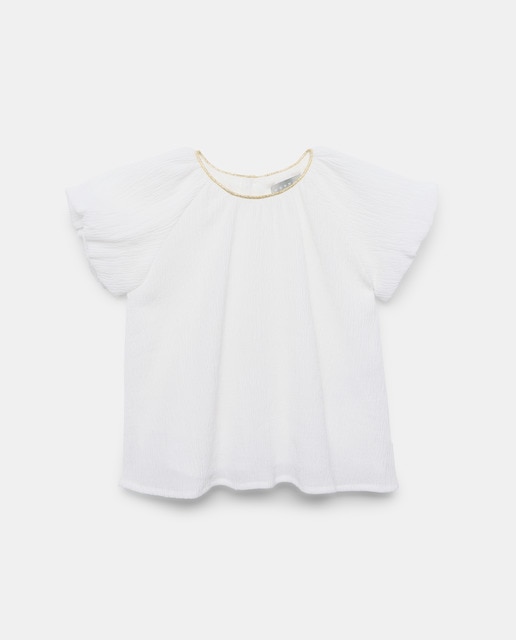 Imagem 0 de Blusa de Manga Curta em Balão com Debrum para Criança - Dourado