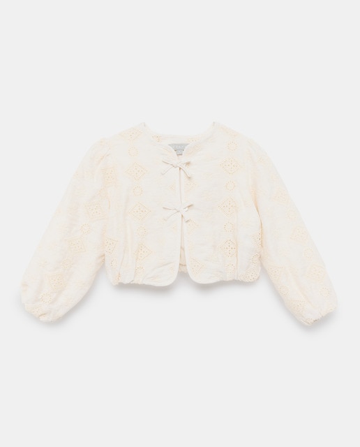 Imagem 0 de Casaco em Tecido Bordado com Laços